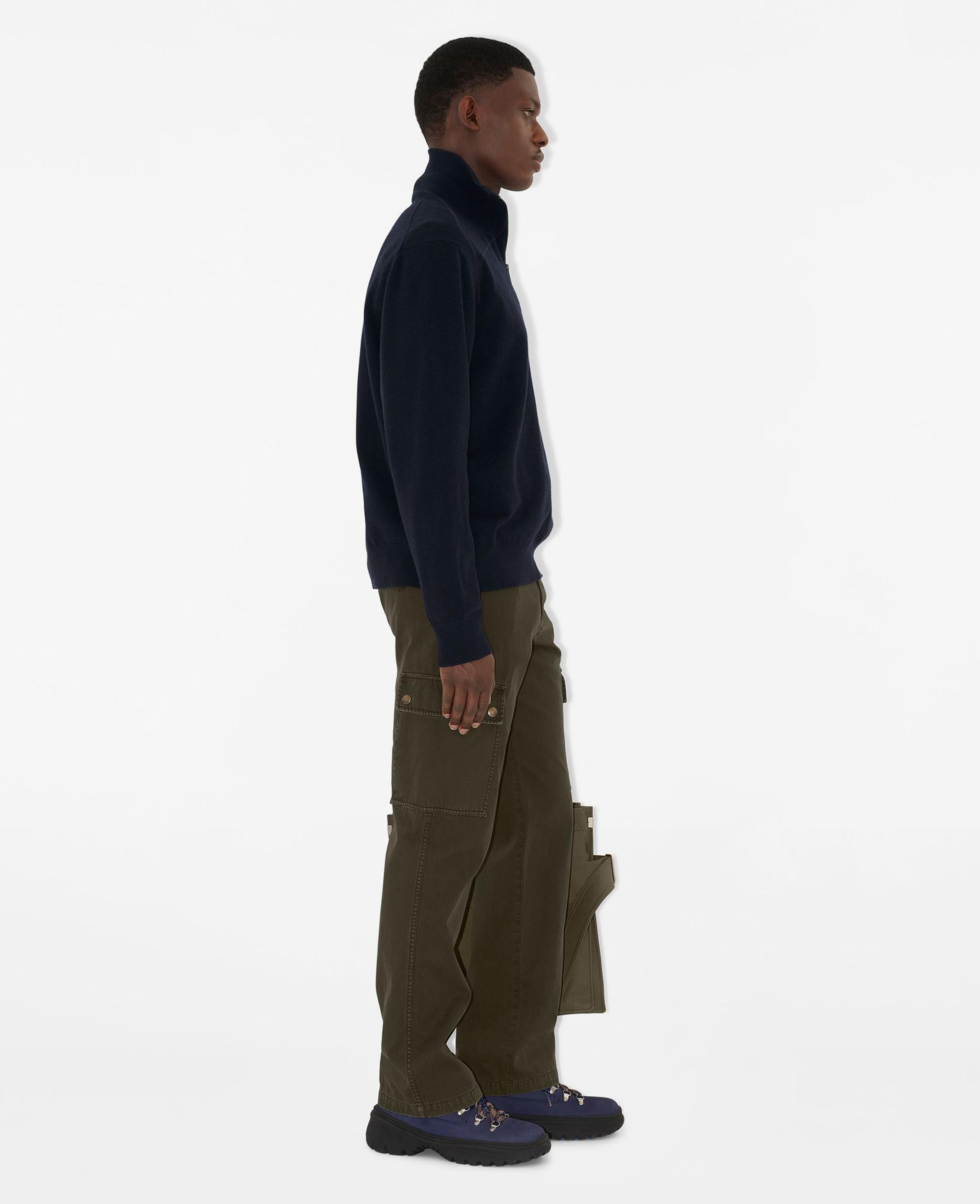 Burberry Cashmere Blend Half-Zip Erkek Lacivert Triko