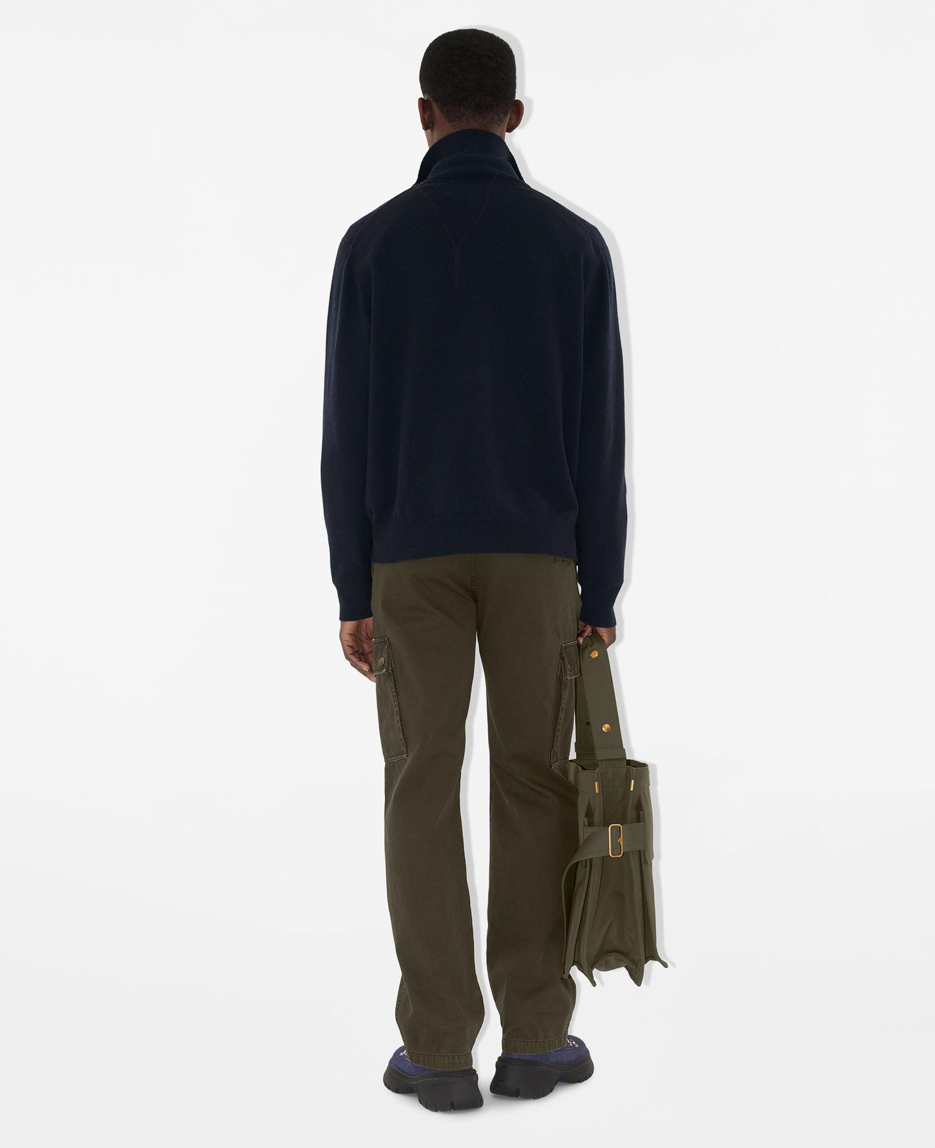 Burberry Cashmere Blend Half-Zip Erkek Lacivert Triko