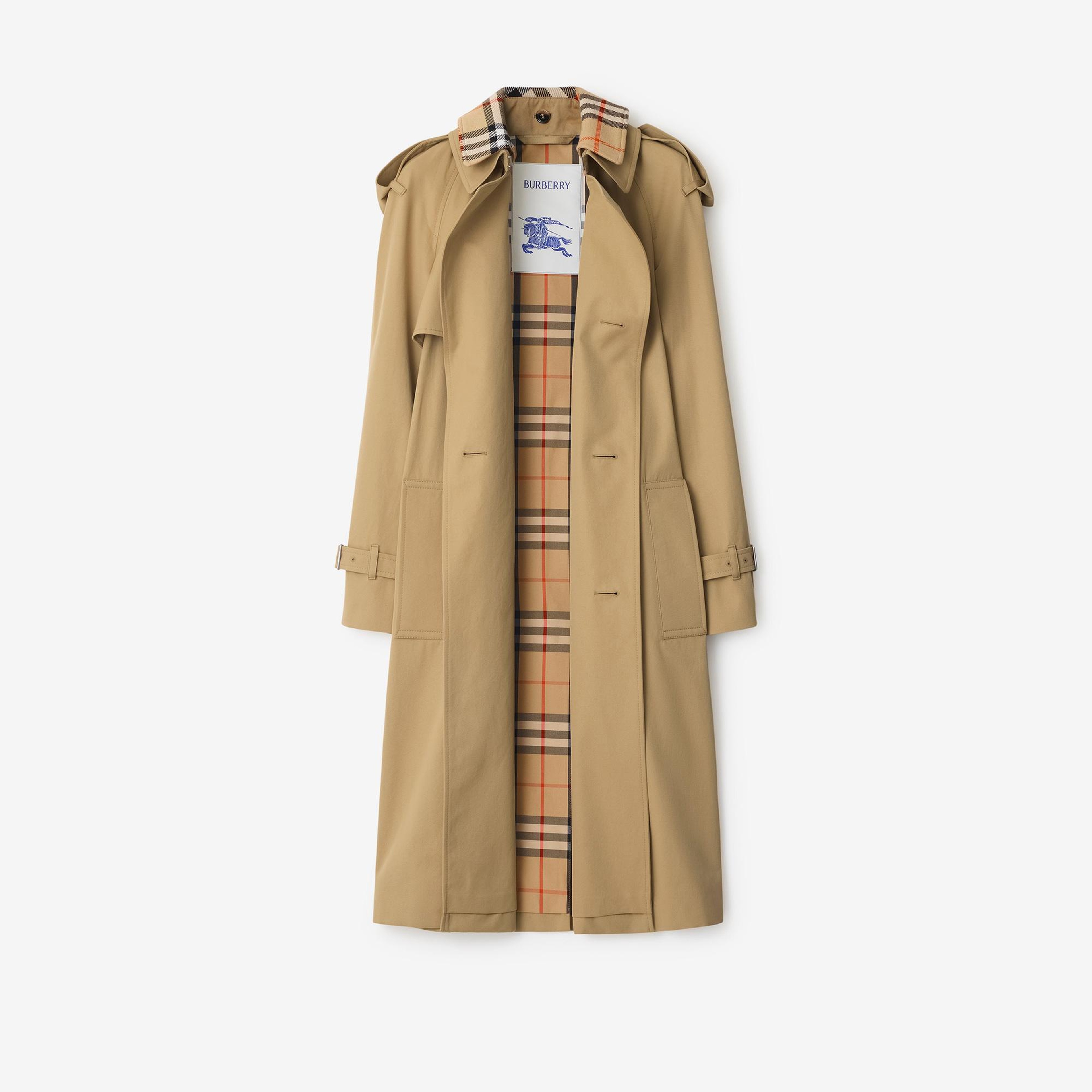 Burberry Long Detachable Yaka Detaylı Gabardine Kadın Bej Trençkot