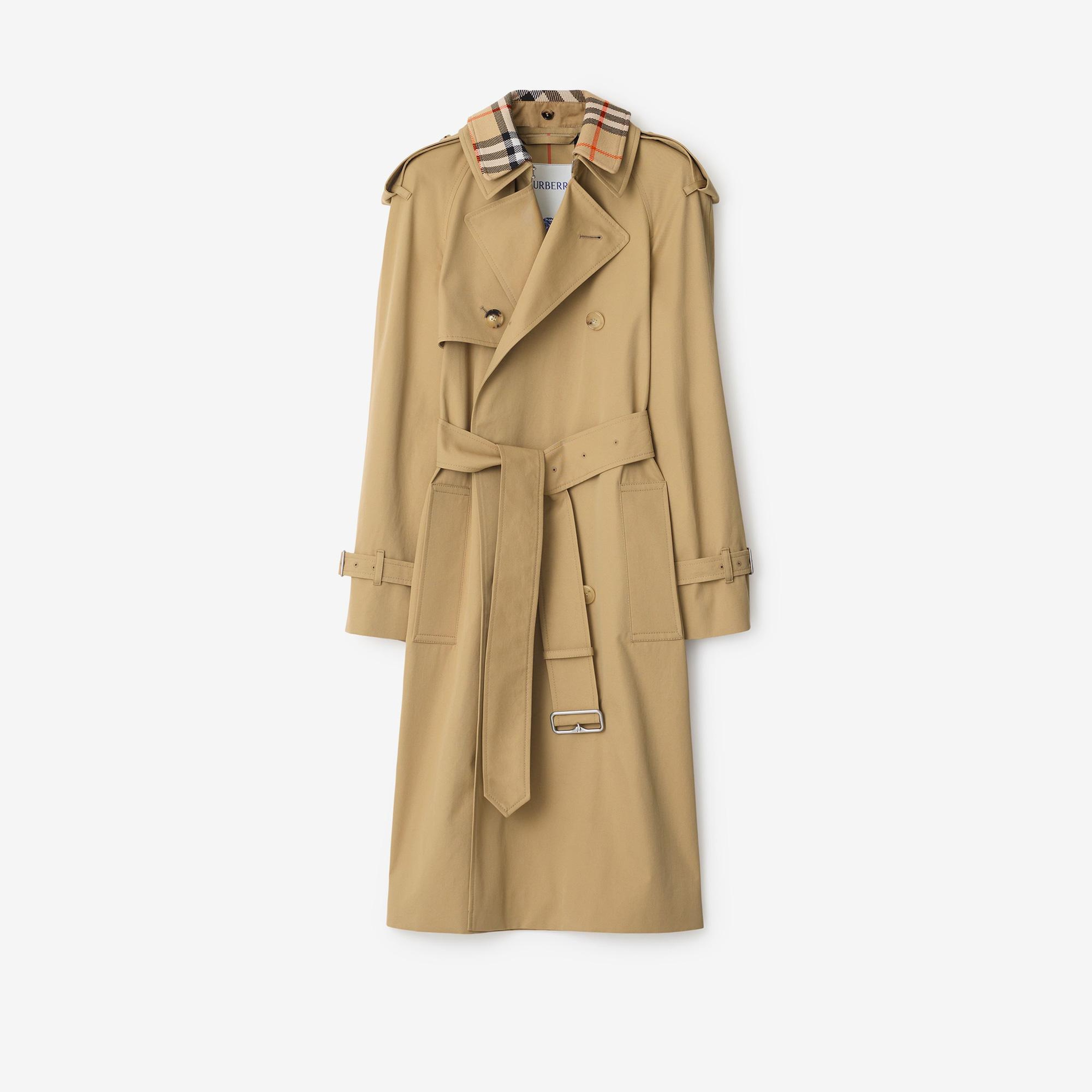 Burberry Long Detachable Yaka Detaylı Gabardine Kadın Bej Trençkot