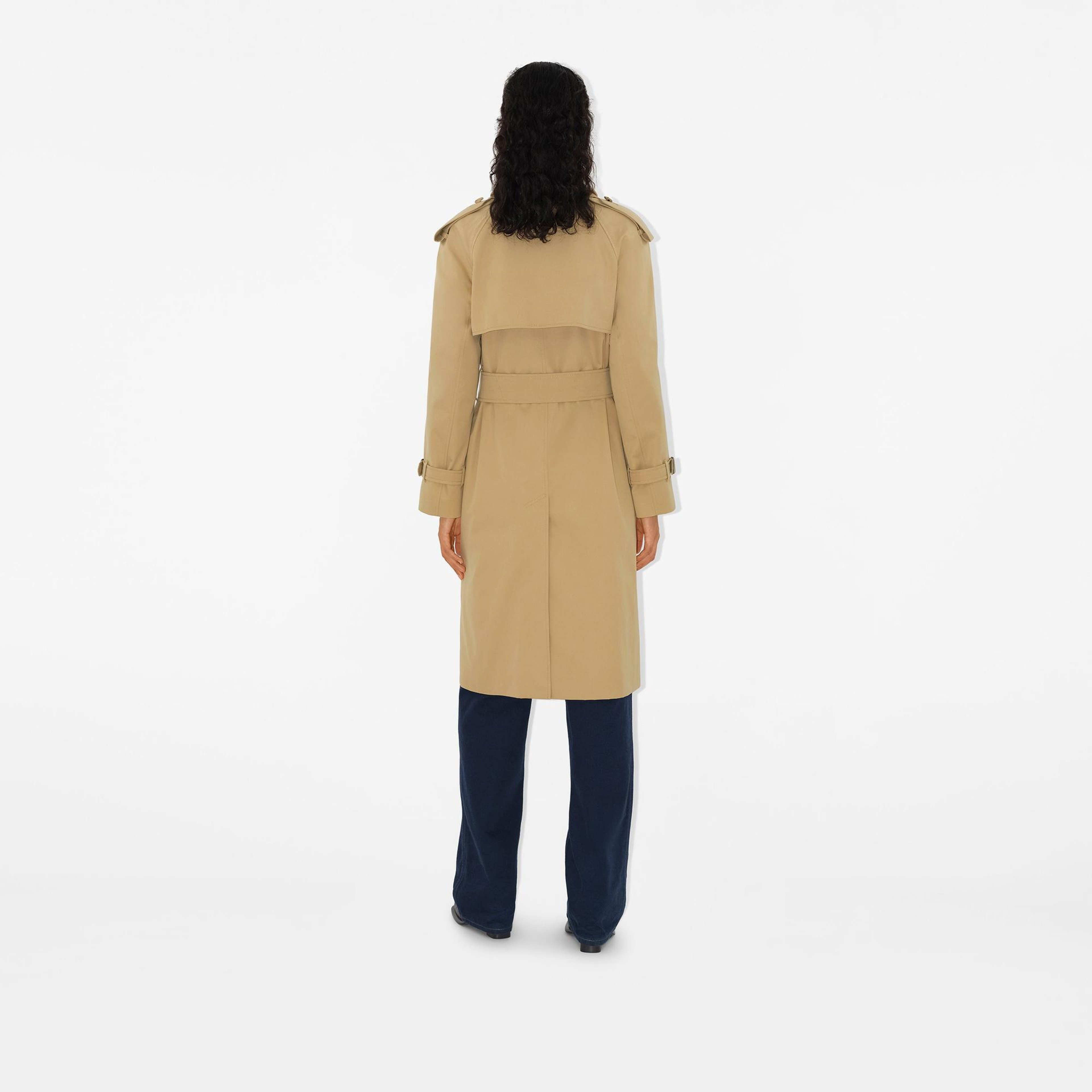 Burberry Long Detachable Yaka Detaylı Gabardine Kadın Bej Trençkot