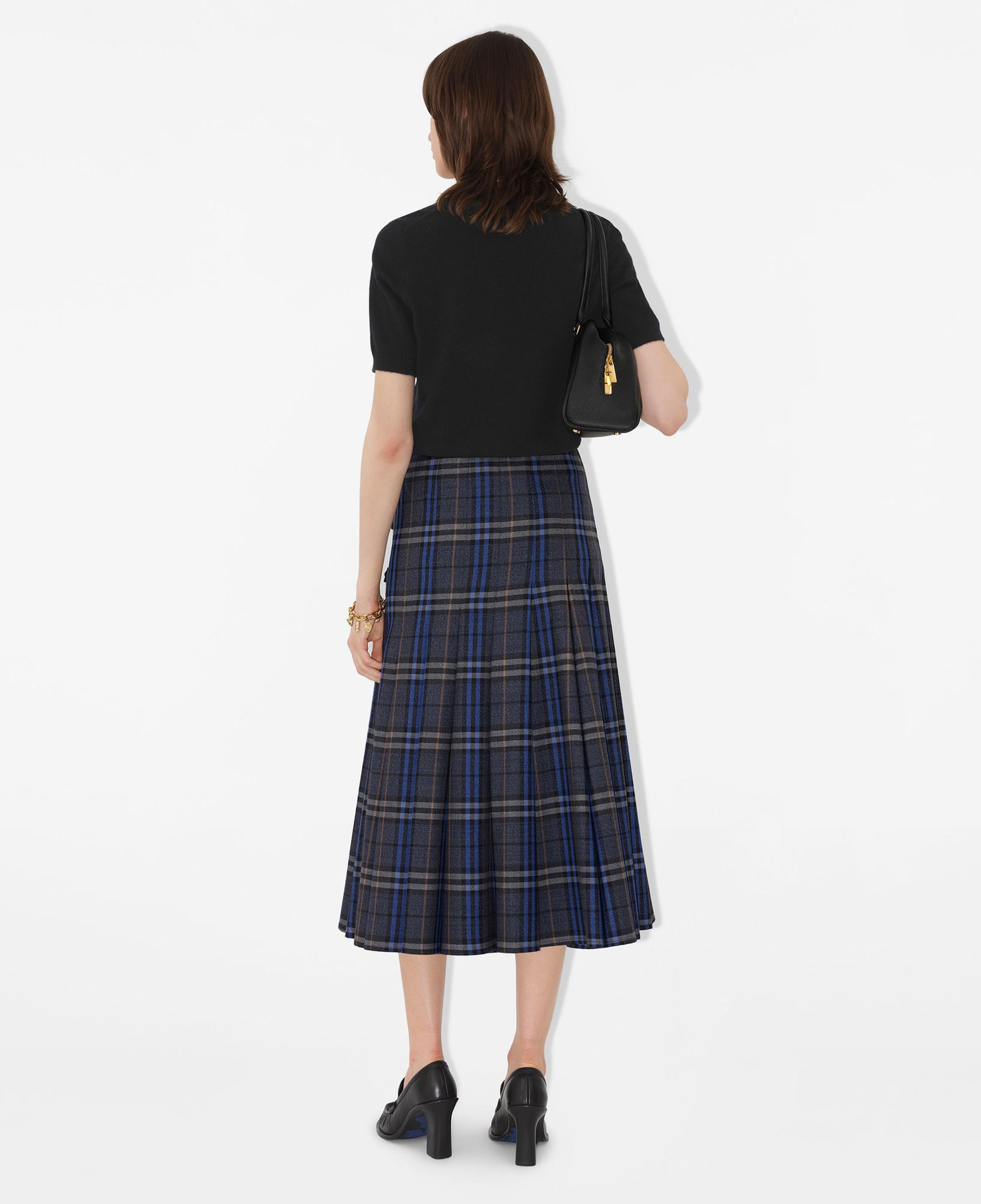 Burberry Check Wool Midi Kilt Kadın Gri Etek