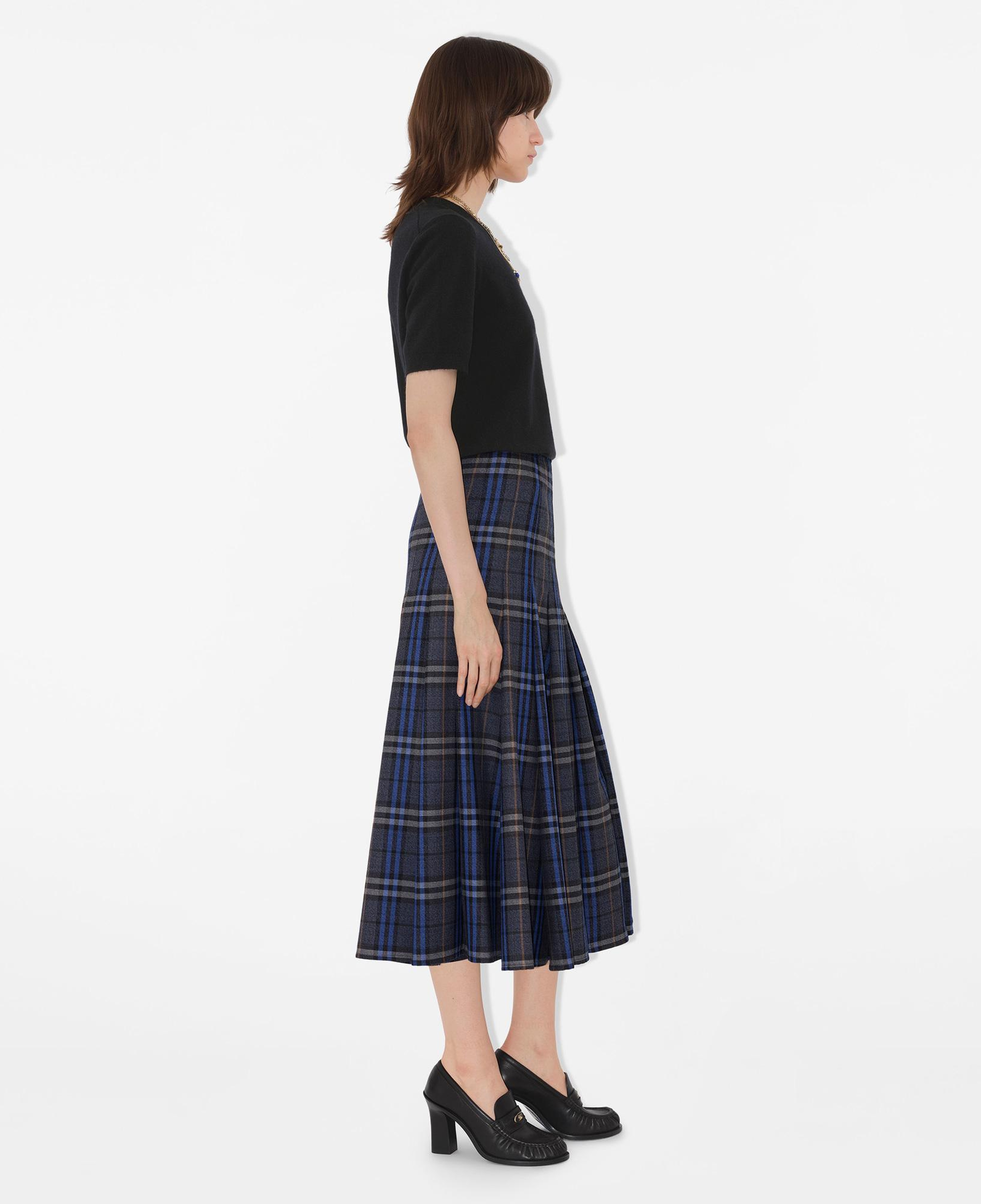 Burberry Check Wool Midi Kilt Kadın Gri Etek