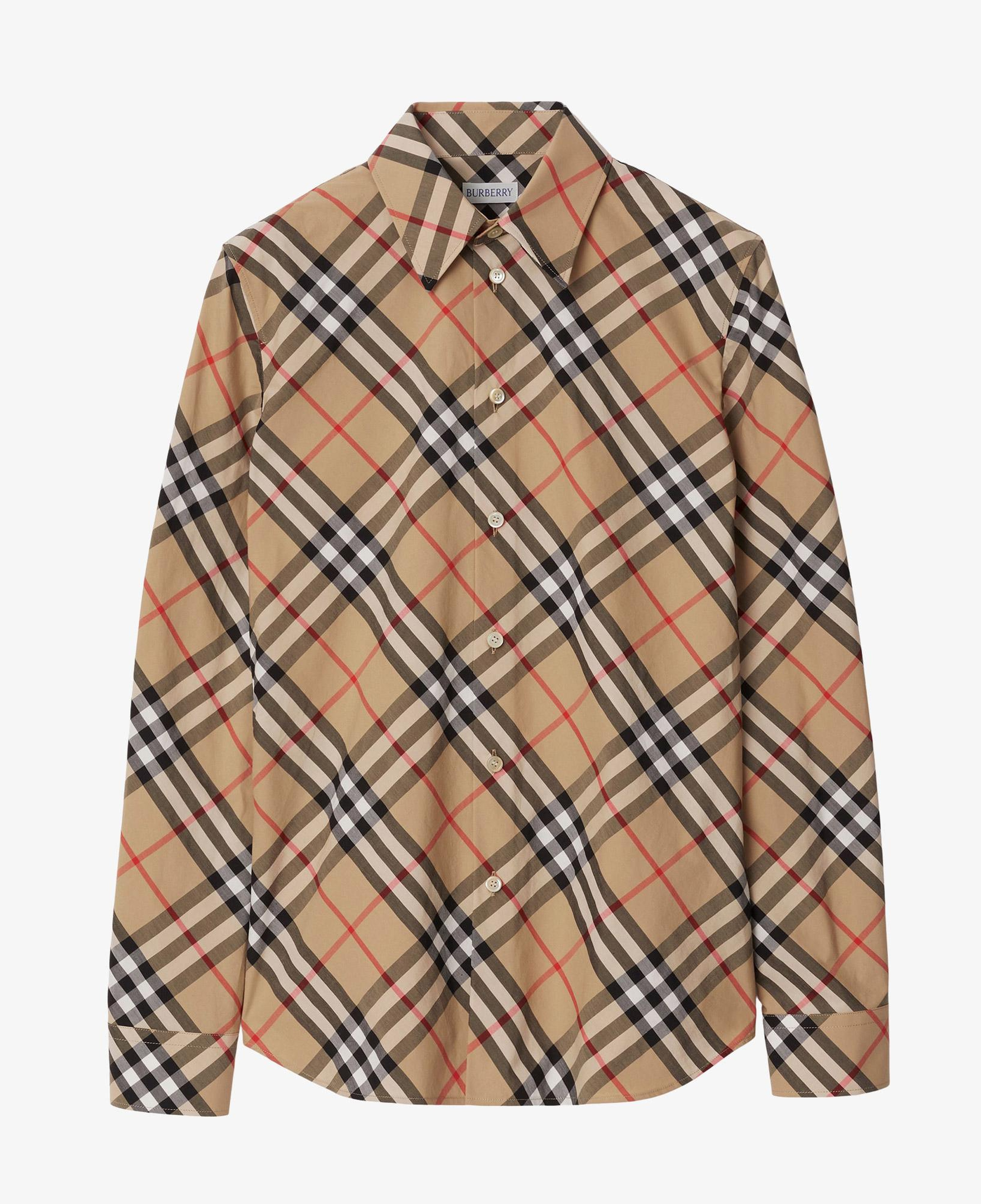 Burberry Slim Fit Check Pamuklu Kadın Bej Gömlek