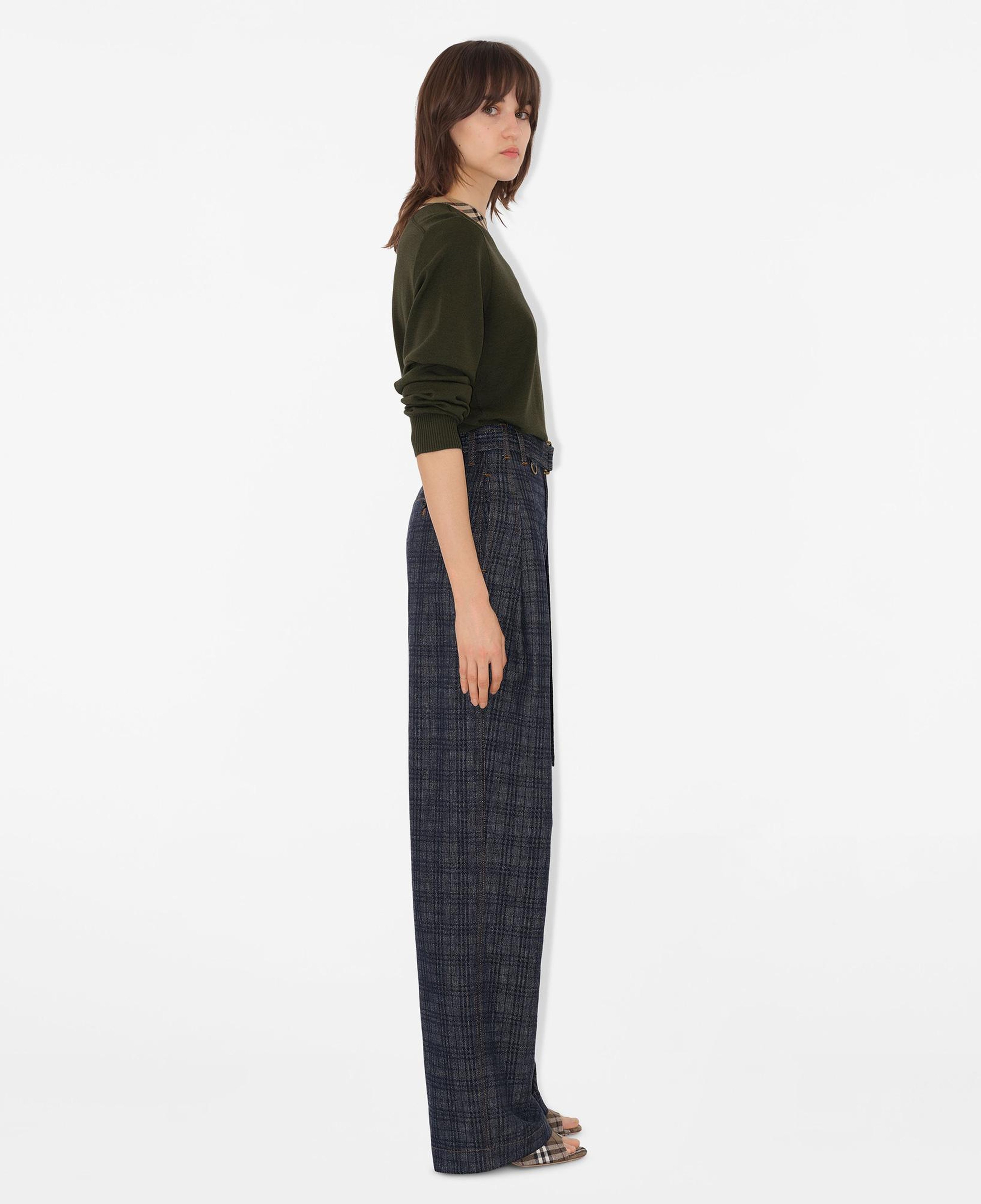Burberry Check Trim Wool Kadın Haki Triko
