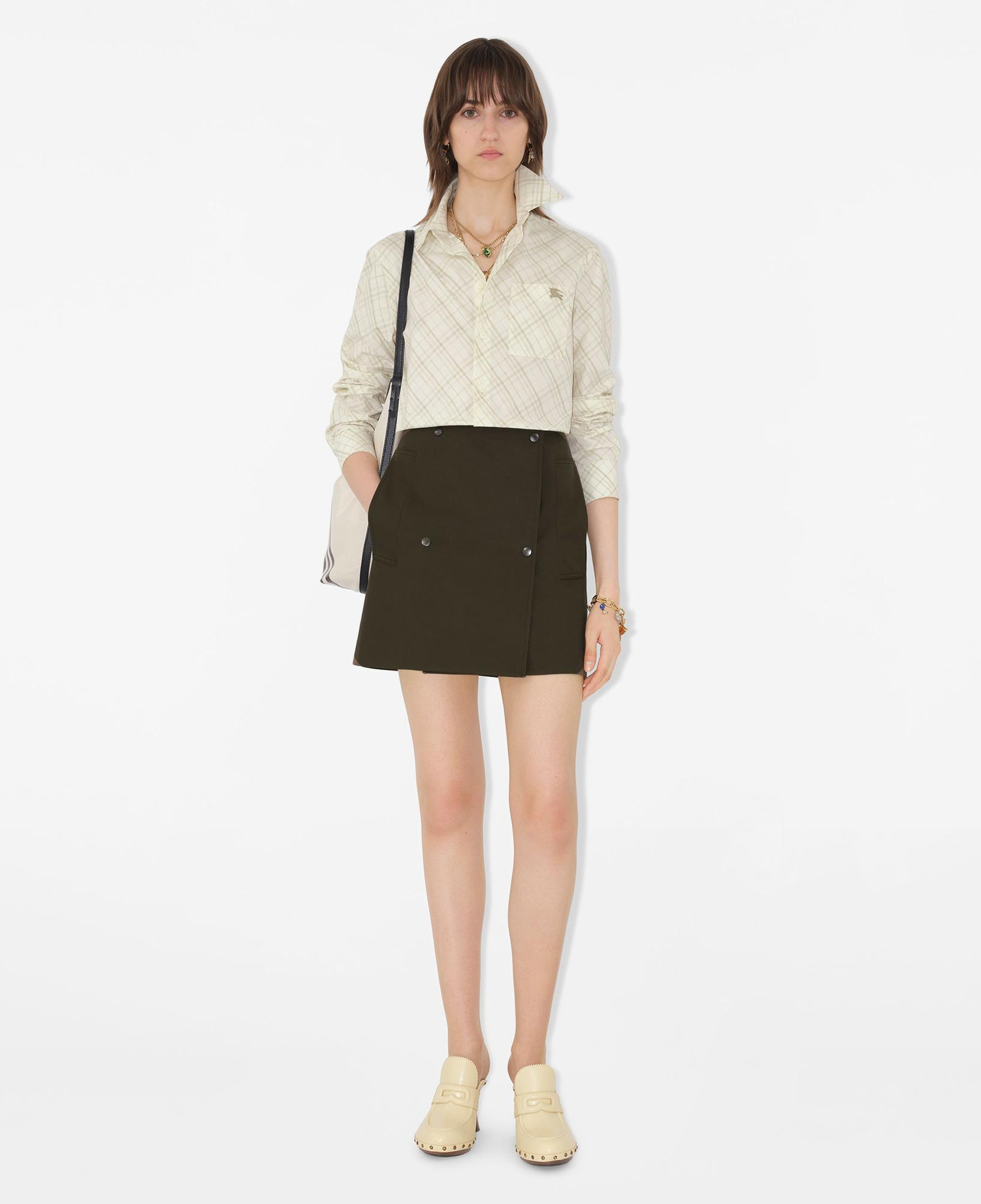 Burberry Bonded Gabardine Trench Mini Kadın Haki Etek
