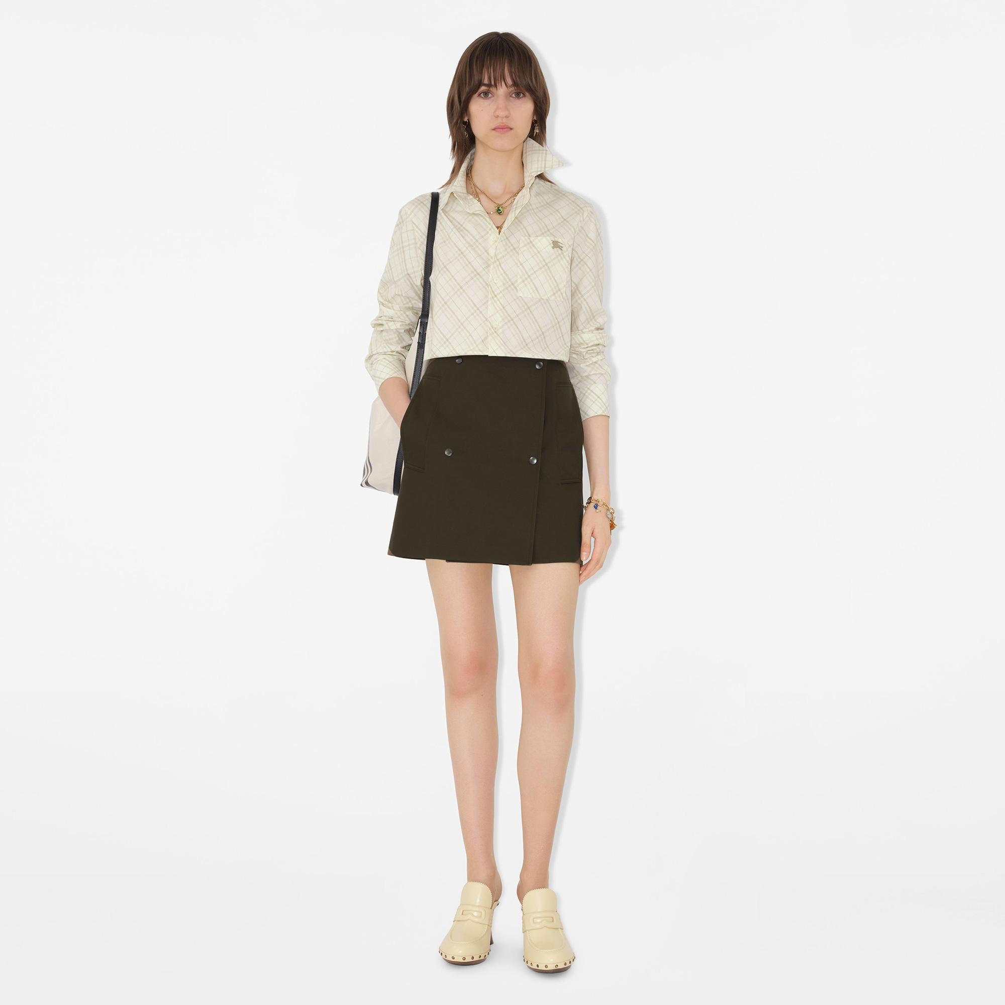 Burberry Bonded Gabardine Trench Mini Kadın Haki Etek