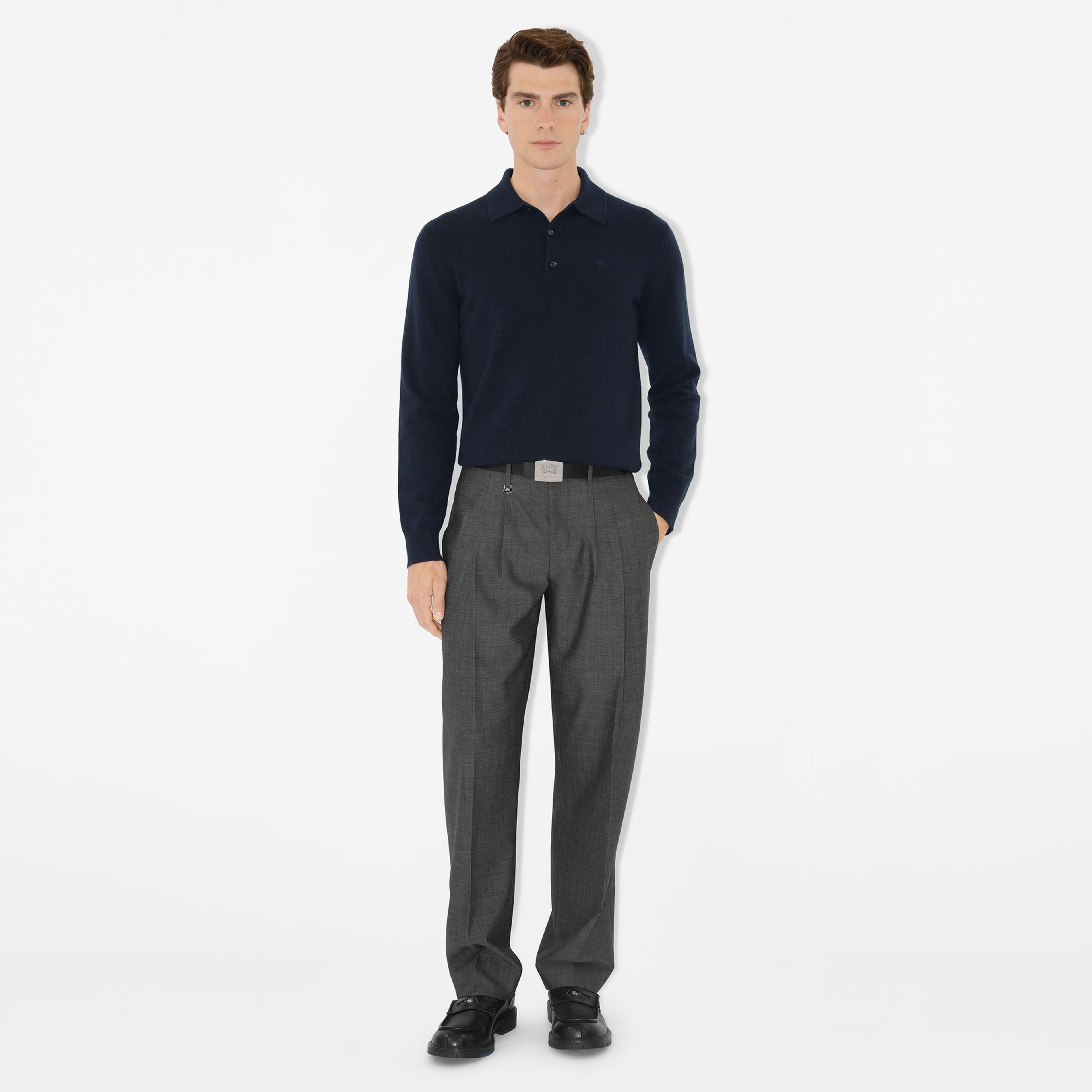 Burberry Cashmere Blend Erkek Lacivert Uzun Kollu Triko