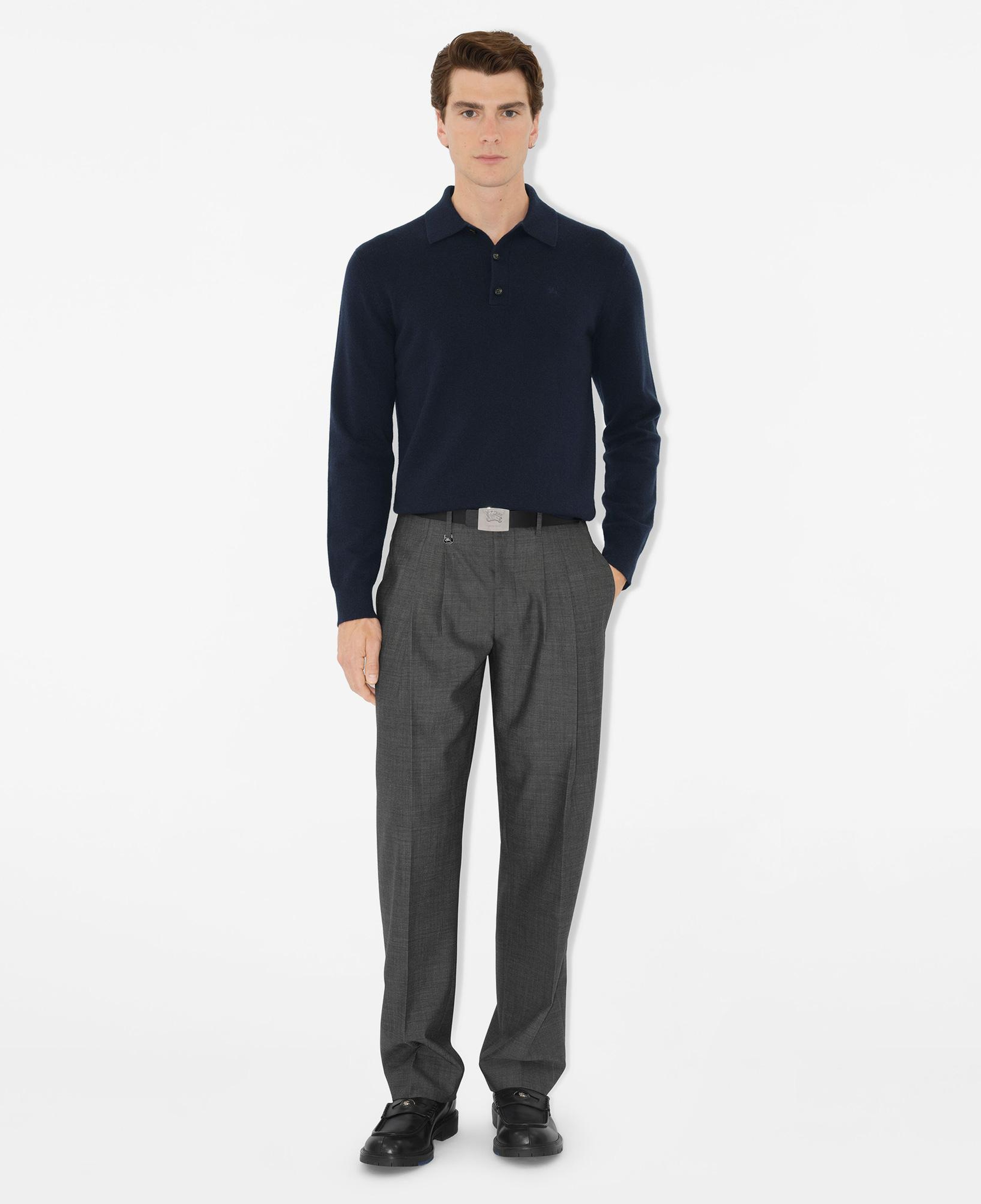Burberry Cashmere Blend Erkek Lacivert Uzun Kollu Triko