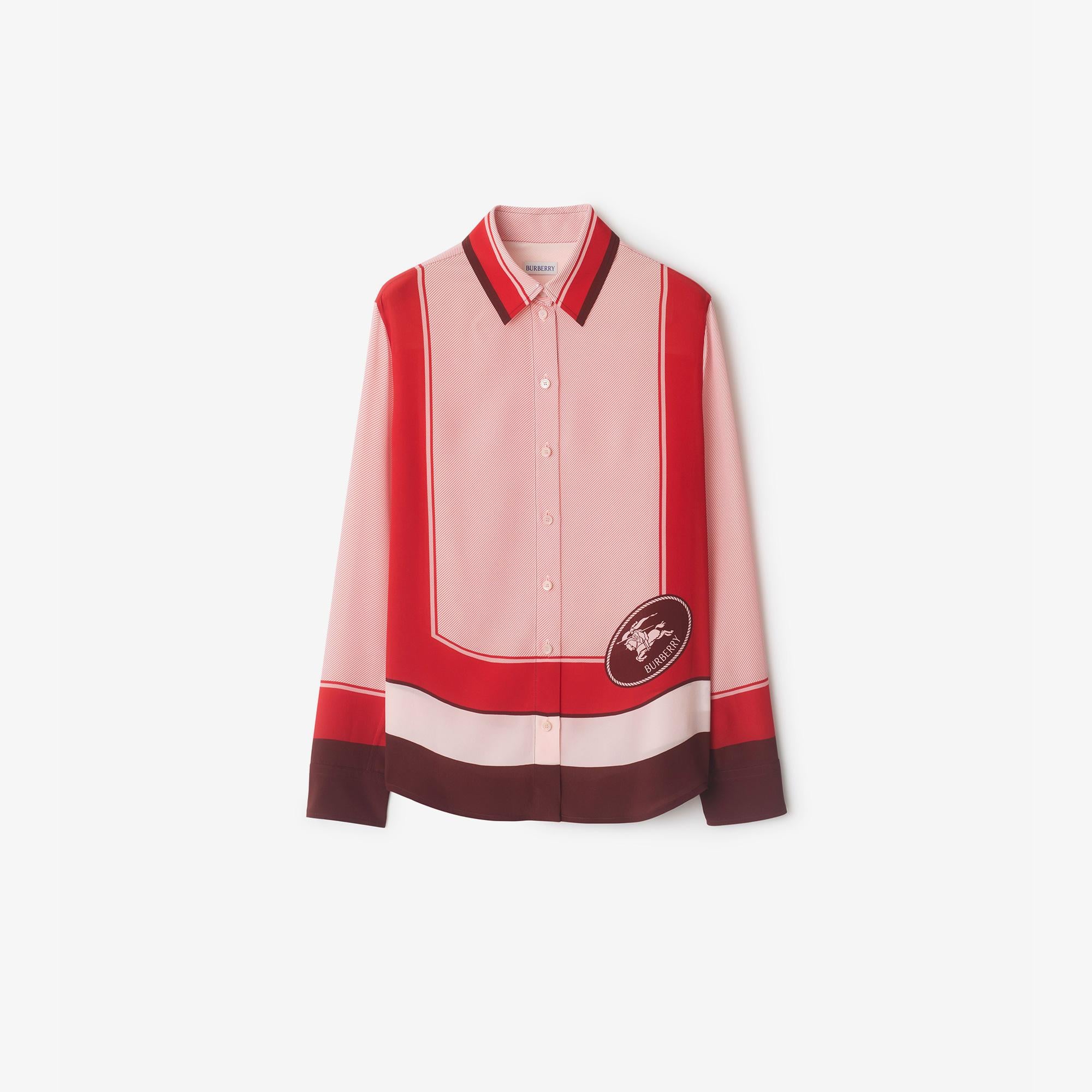 Burberry Regular Fit Knight Stamp Box Silk Kadın Pembe Gömlek