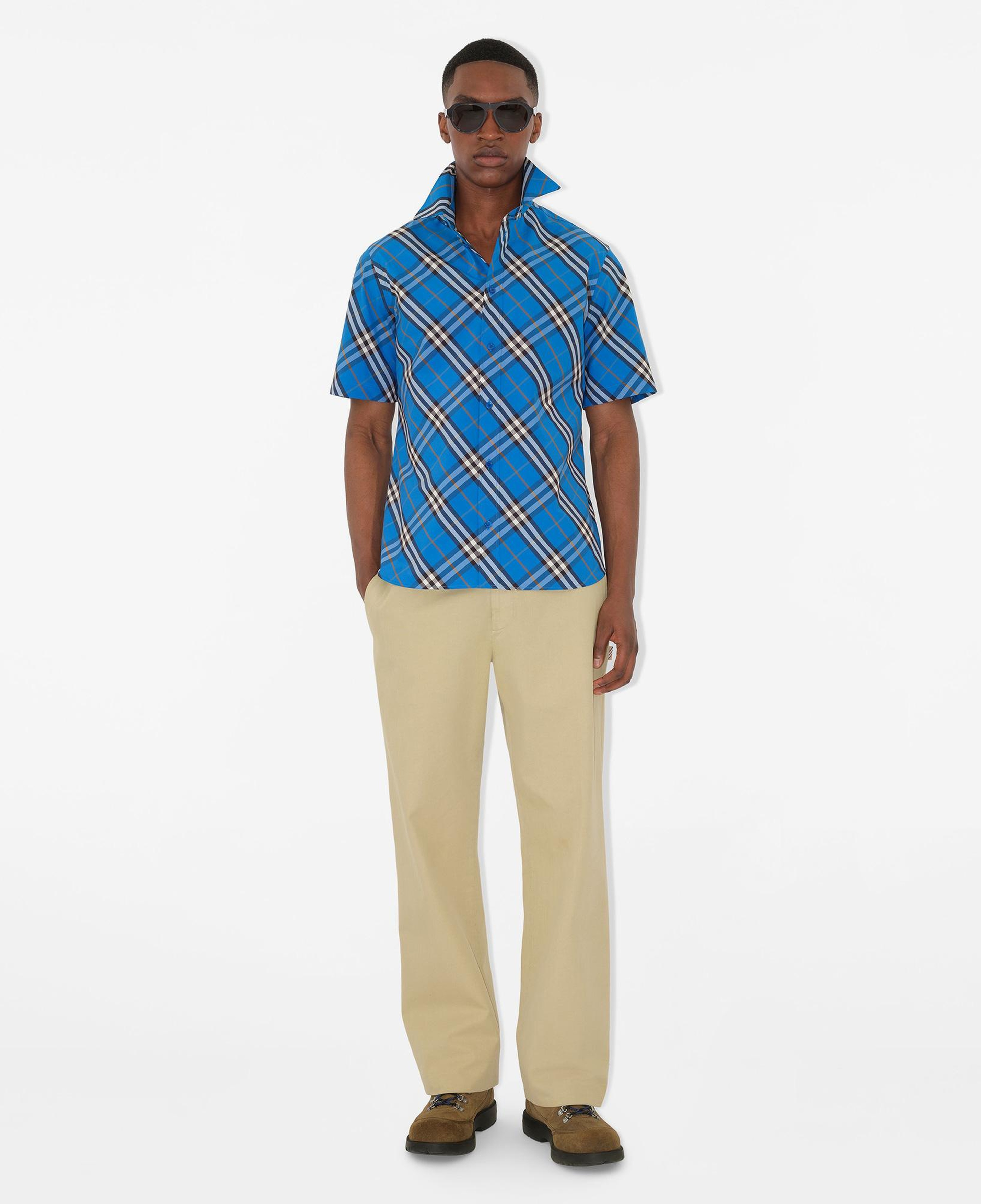 Burberry Regular Fit Check Cotton Erkek Mavi Gömlek