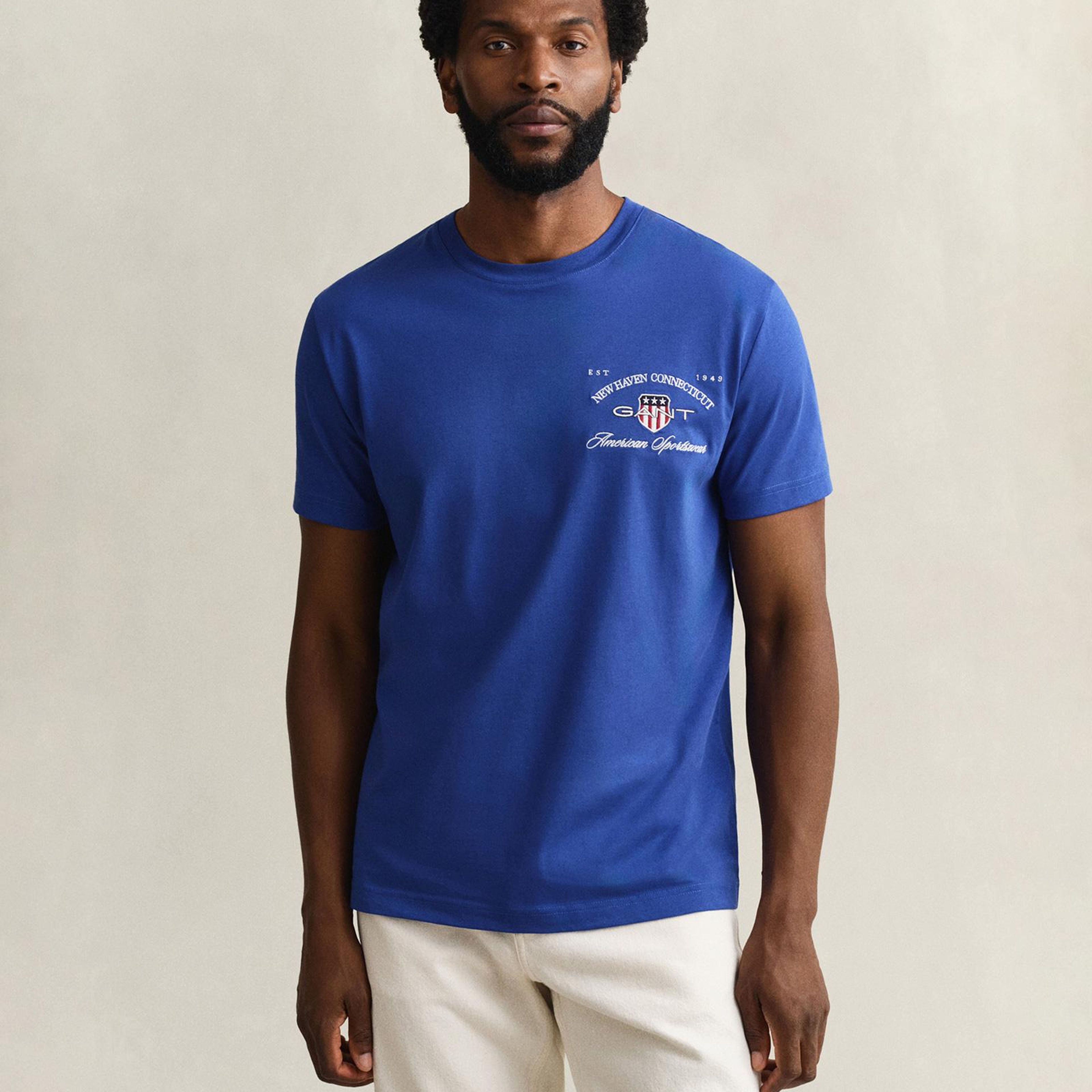 GANT Erkek Mavi Kısa Kollu T-Shirt