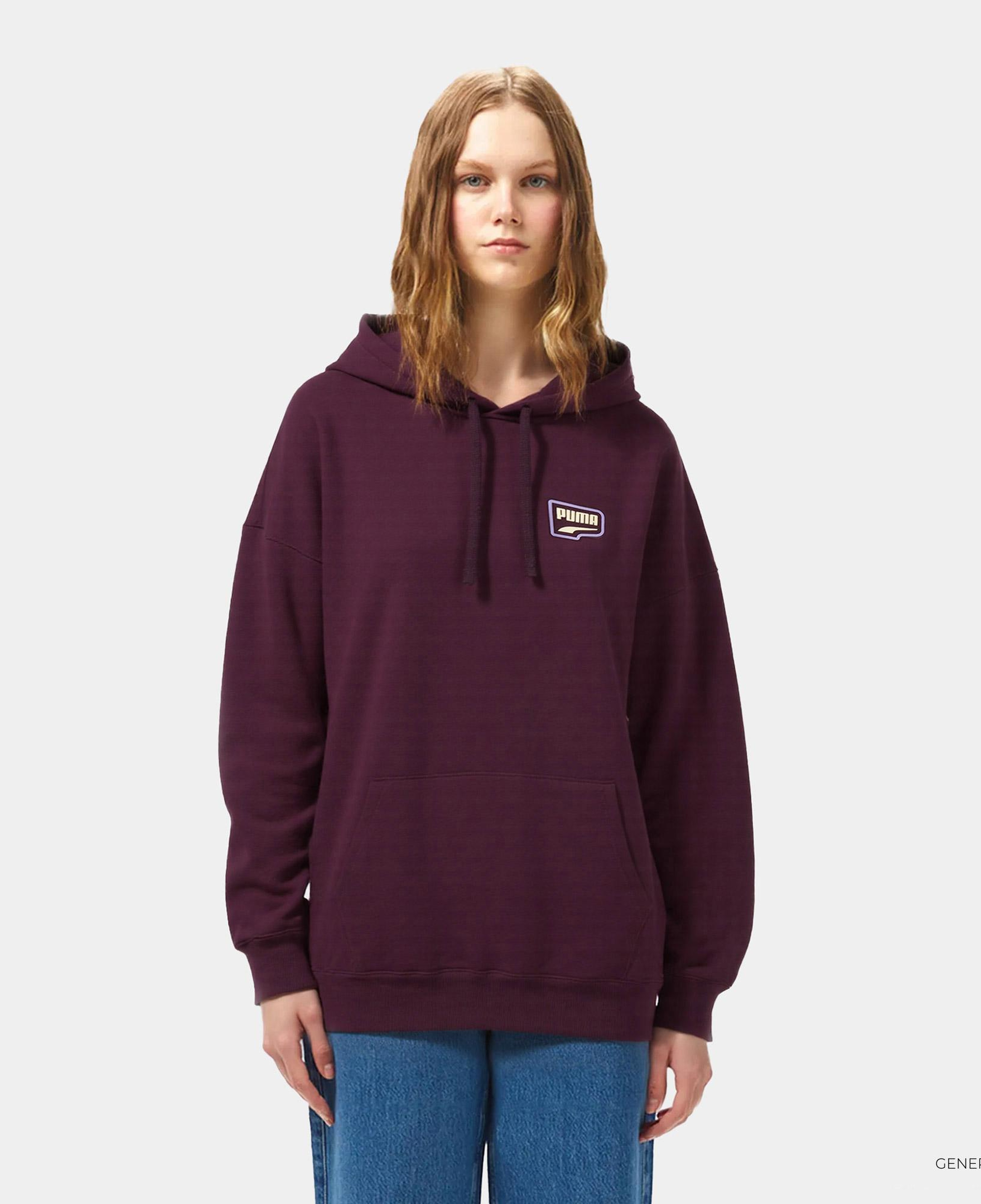 Puma Downtown Oversized Hoodie Kadın Mor Hoodie