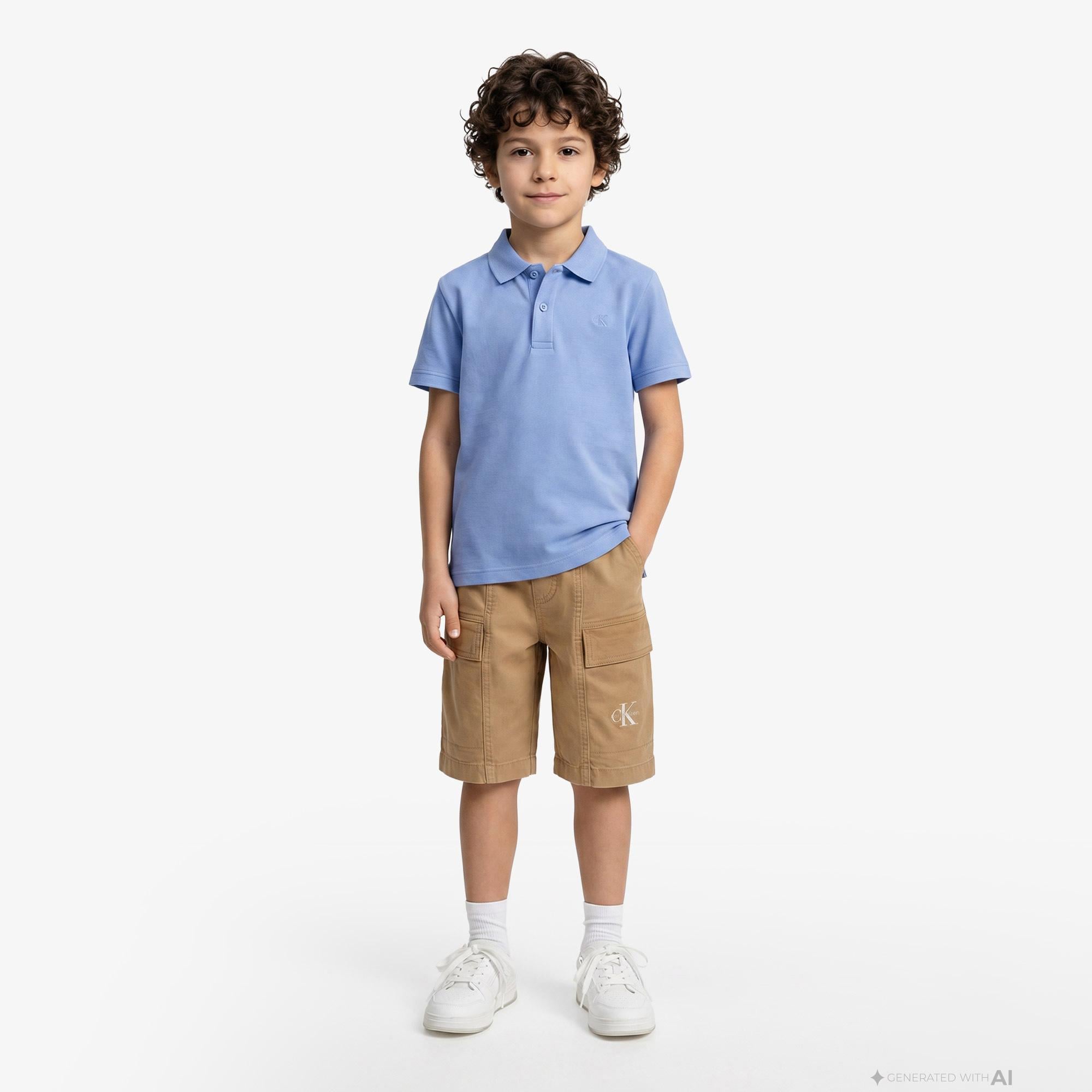 Calvin Klein Solid Çocuk Mavi Polo