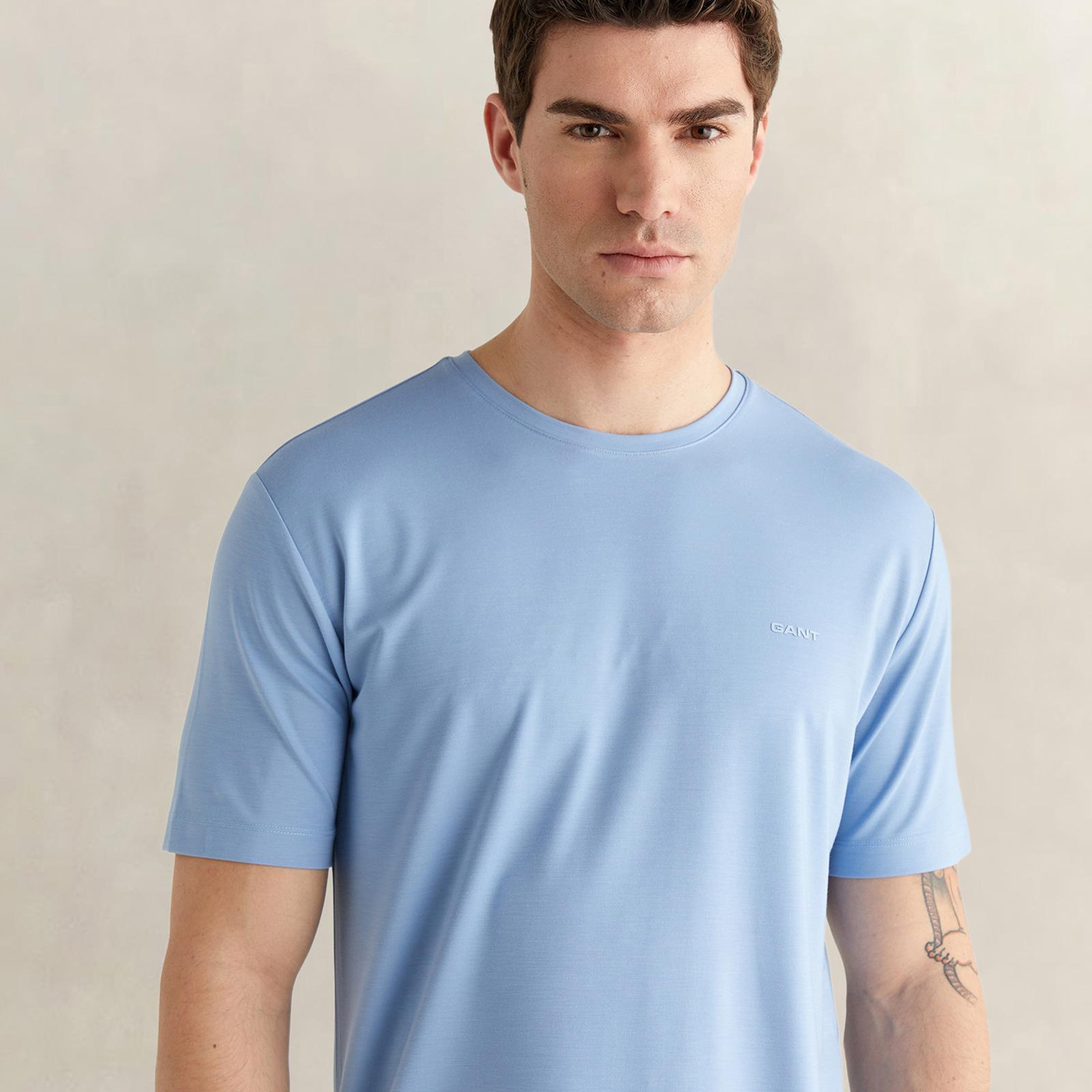 GANT Erkek Mavi Kısa Kollu T-Shirt