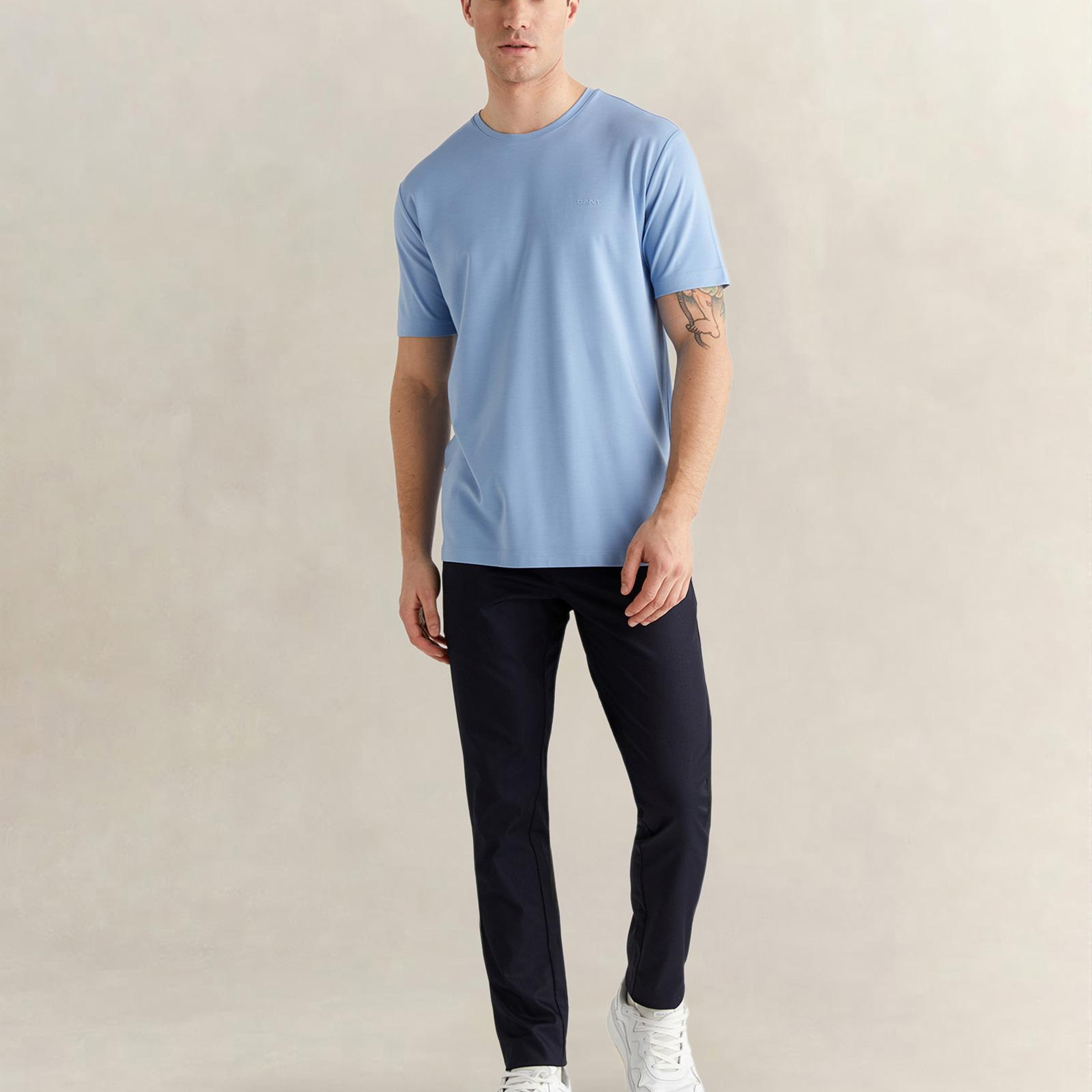 GANT Erkek Mavi Kısa Kollu T-Shirt