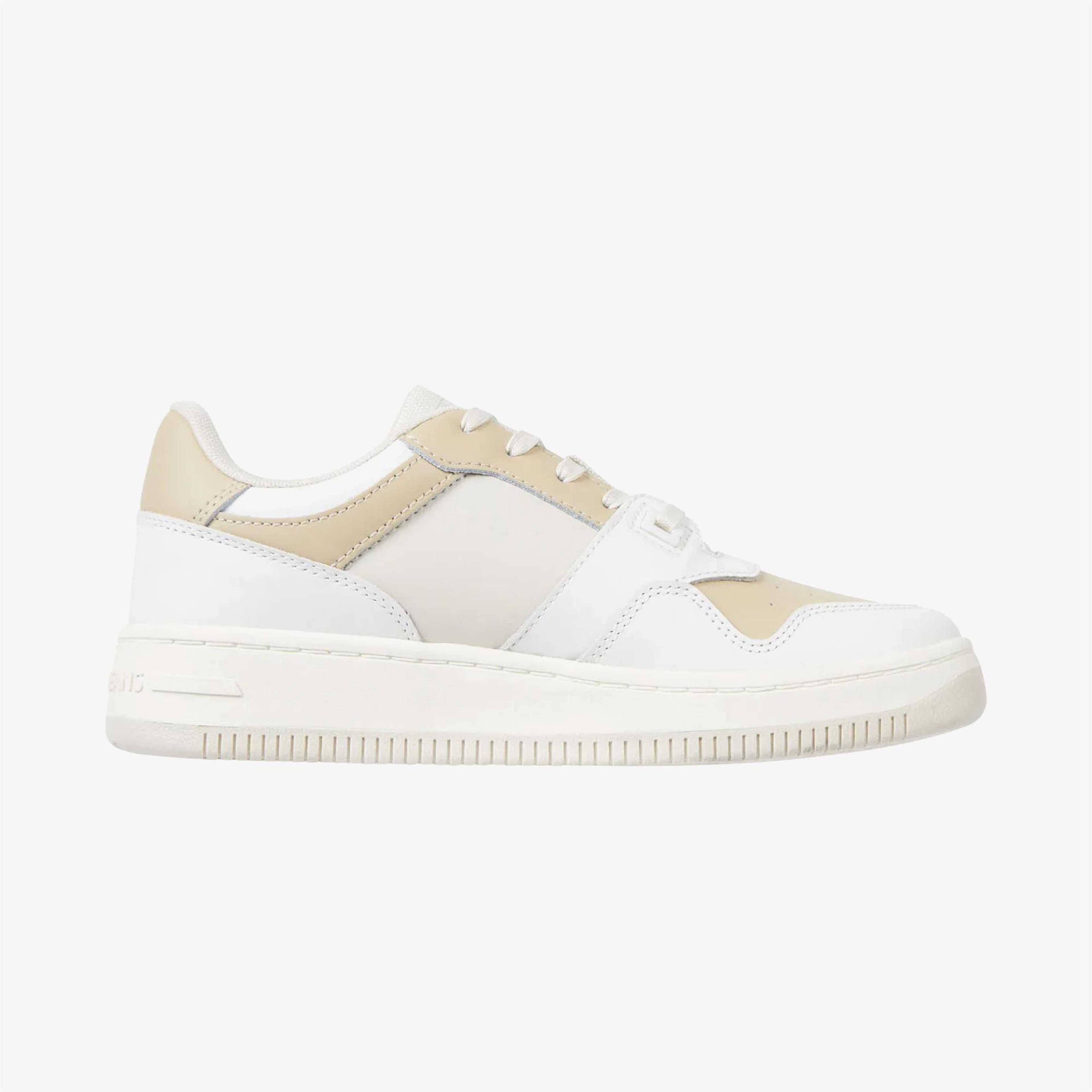 Tommy Jeans Retro Basket Tonal Deri Kadın Bej Spor Ayakkabı
