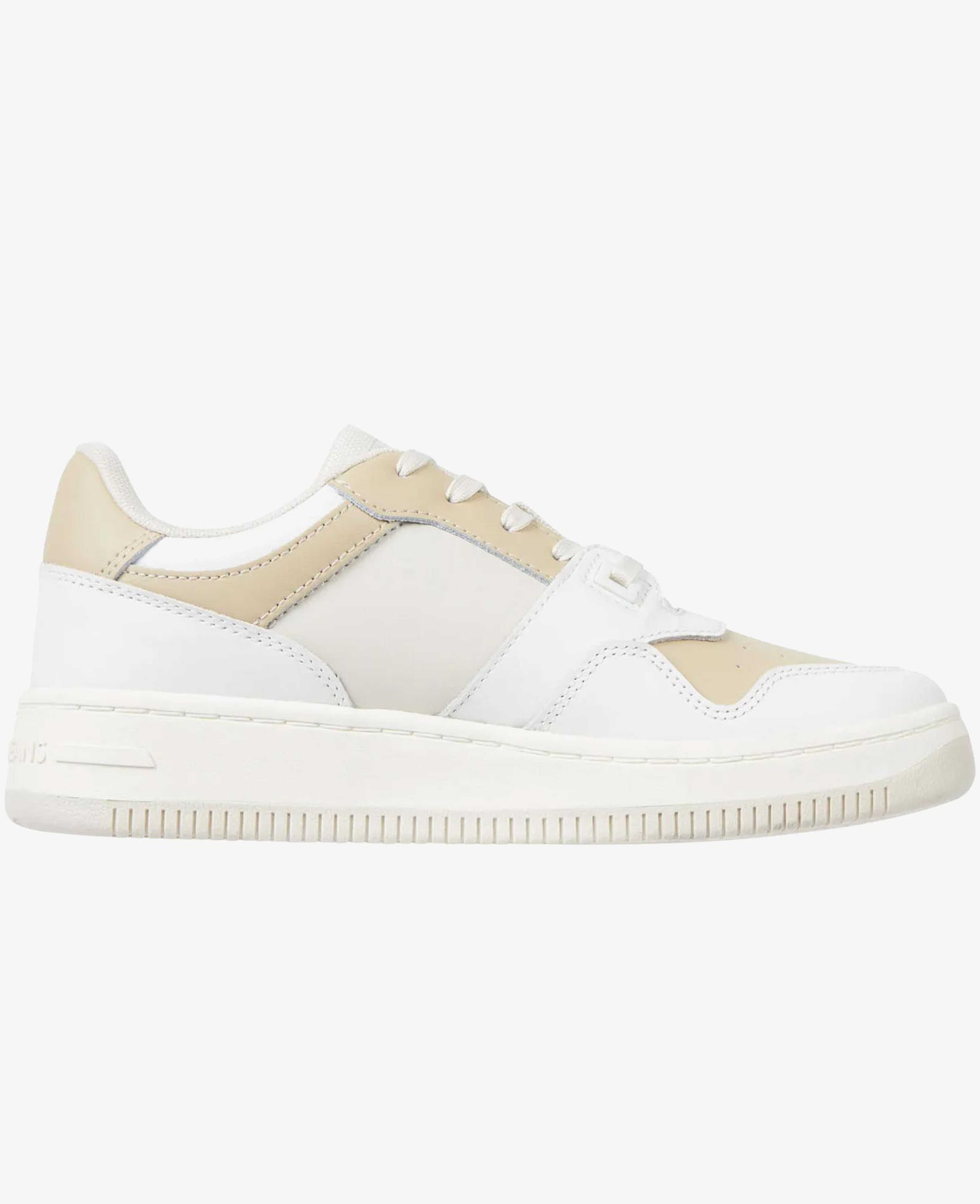 Tommy Jeans Retro Basket Tonal Deri Kadın Bej Spor Ayakkabı