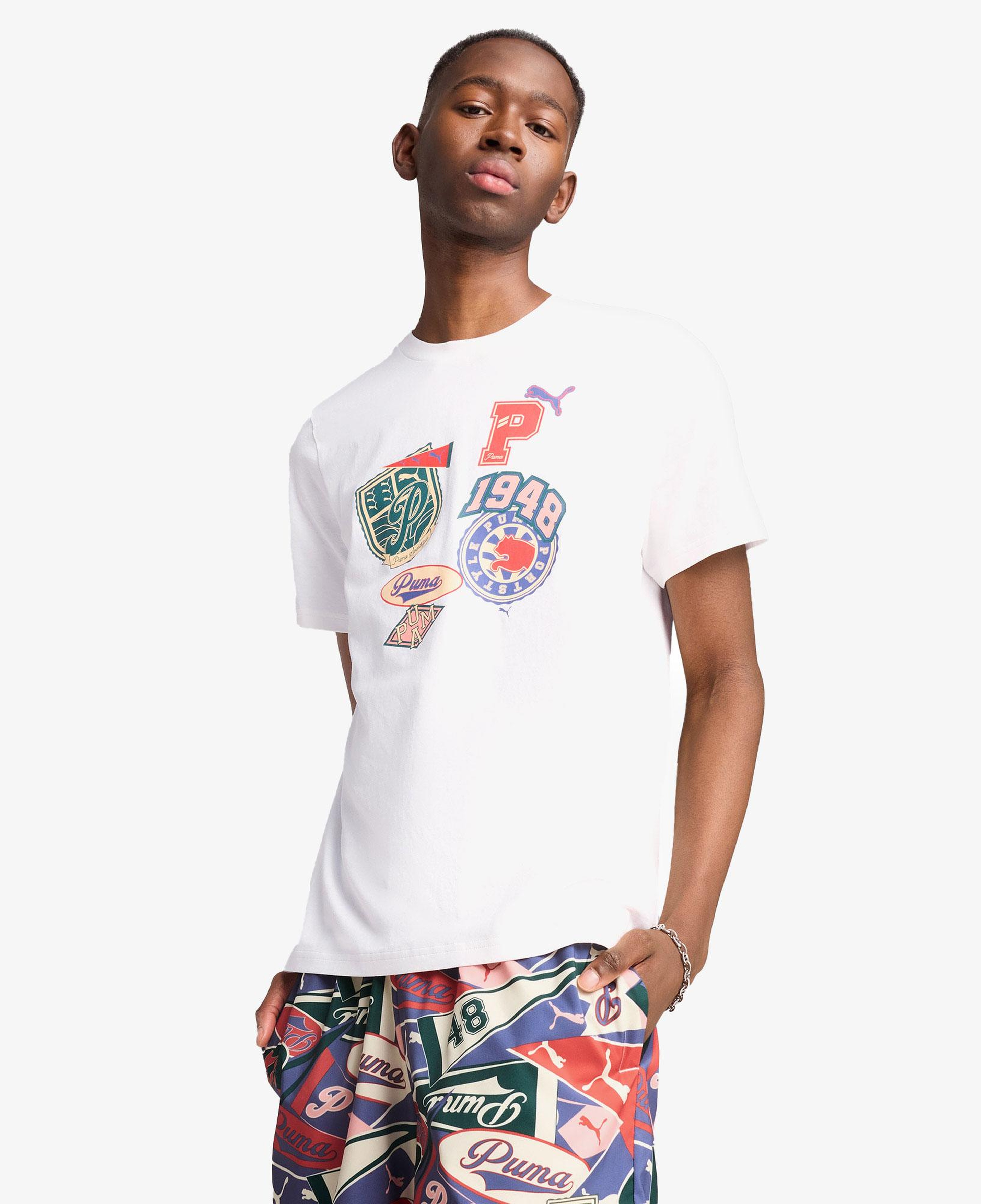 Puma Wardrobe Ess Graphic Erkek Beyaz T-Shirt