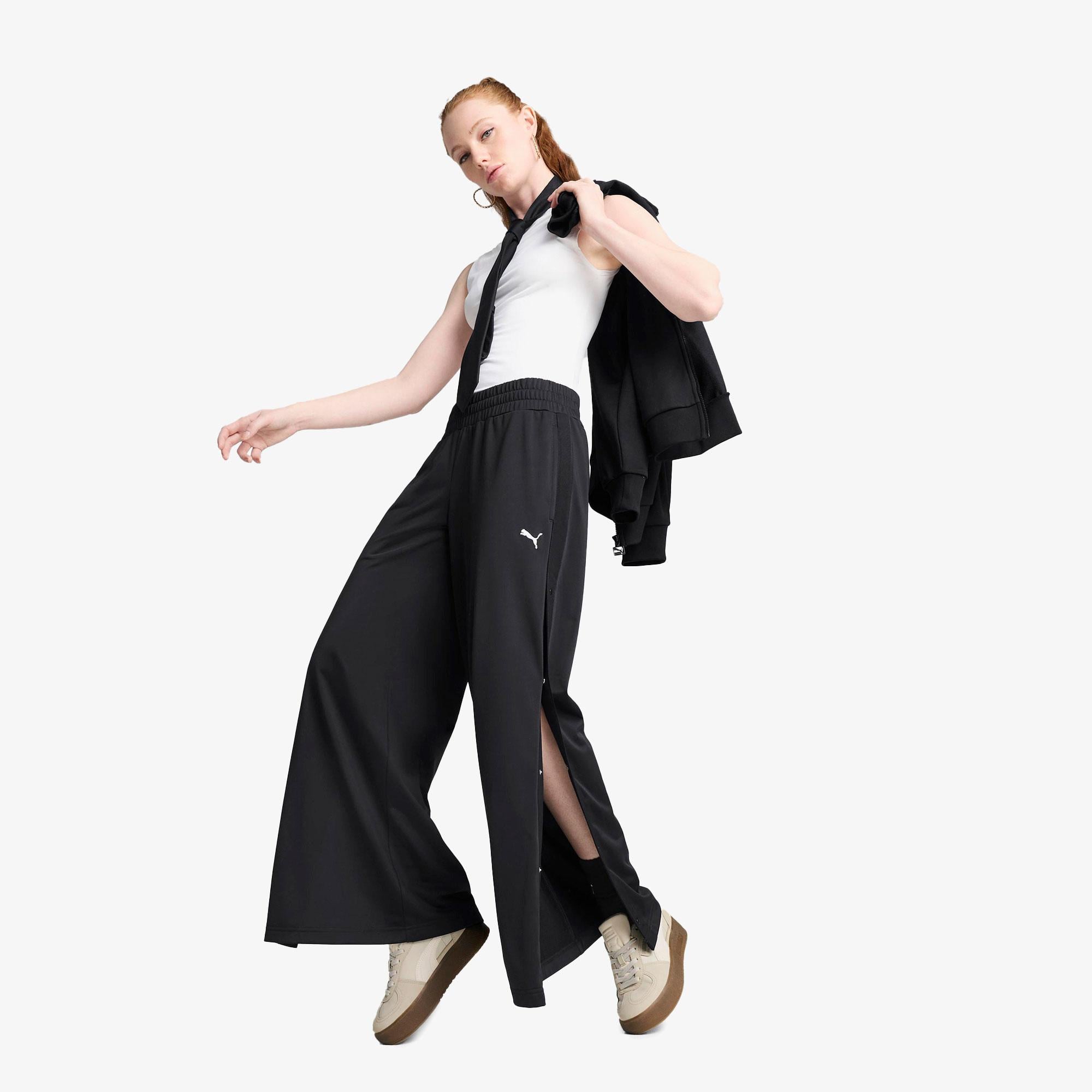 Puma Wardrobe Essentials Low Rise Kadın Siyah Popper Eşofman Altı