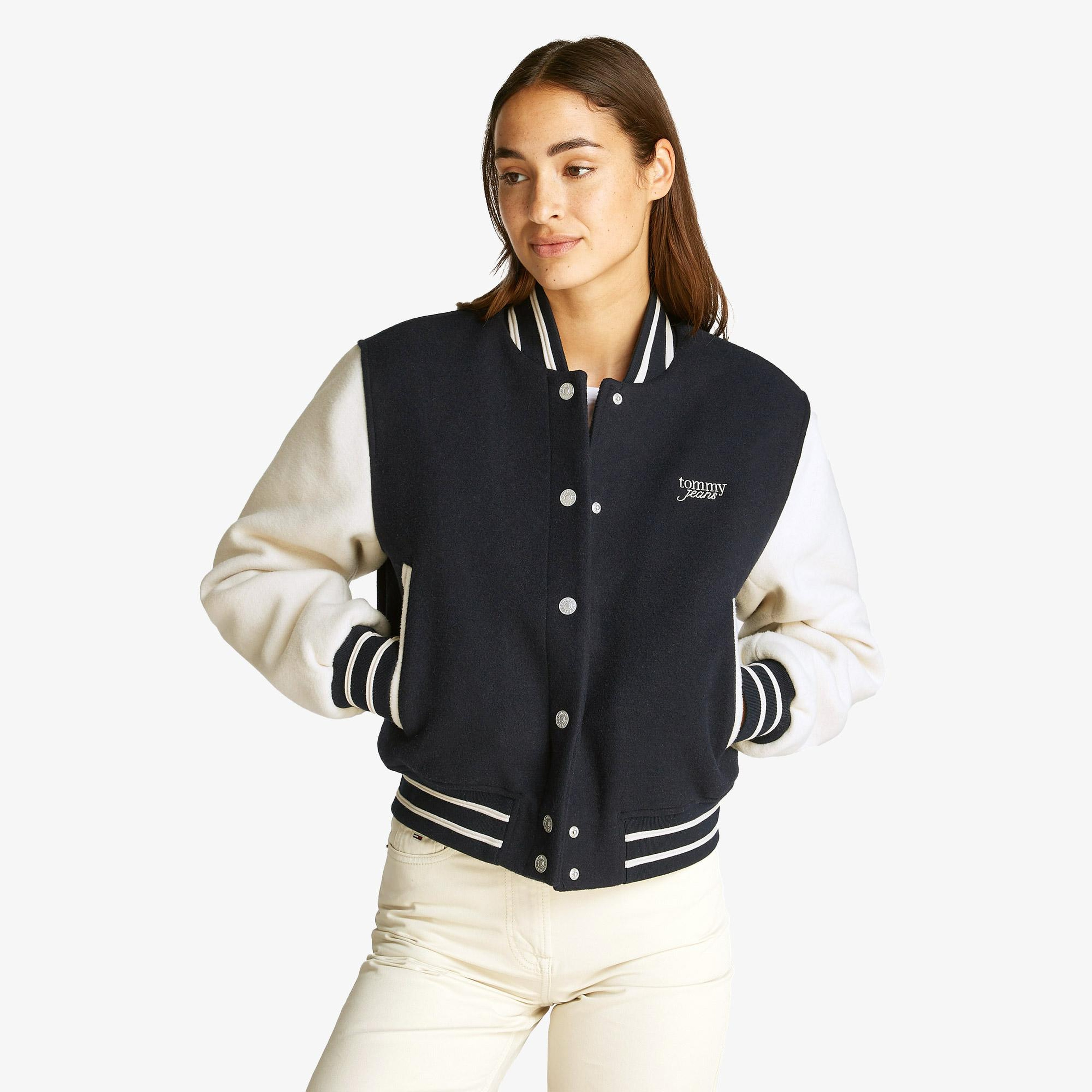 Tommy Hilfiger Tjw Wool Varsity Ext Kadın Mavi Ceket