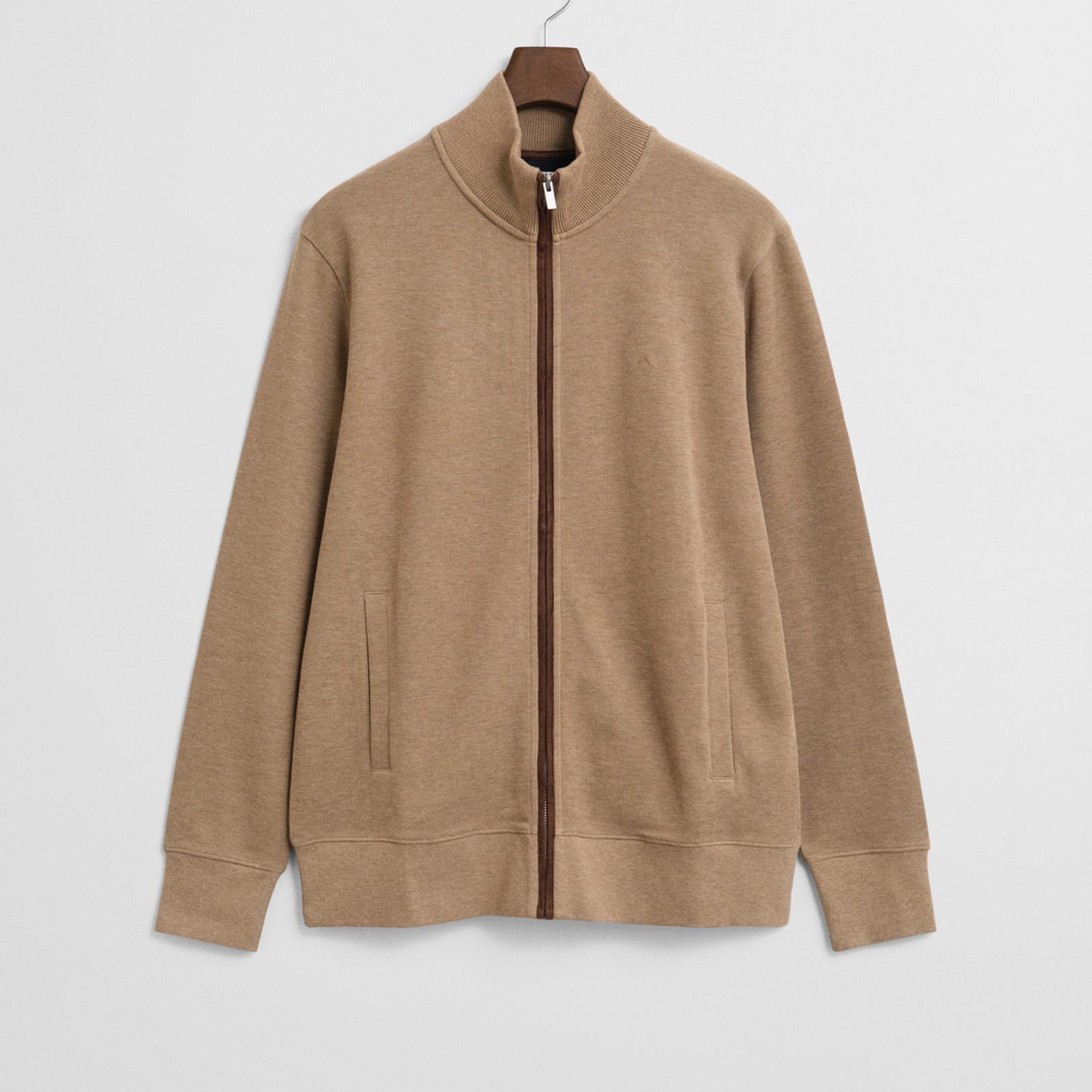GANT Erkek Bej Regular Fit Fermuarlı Hırka
