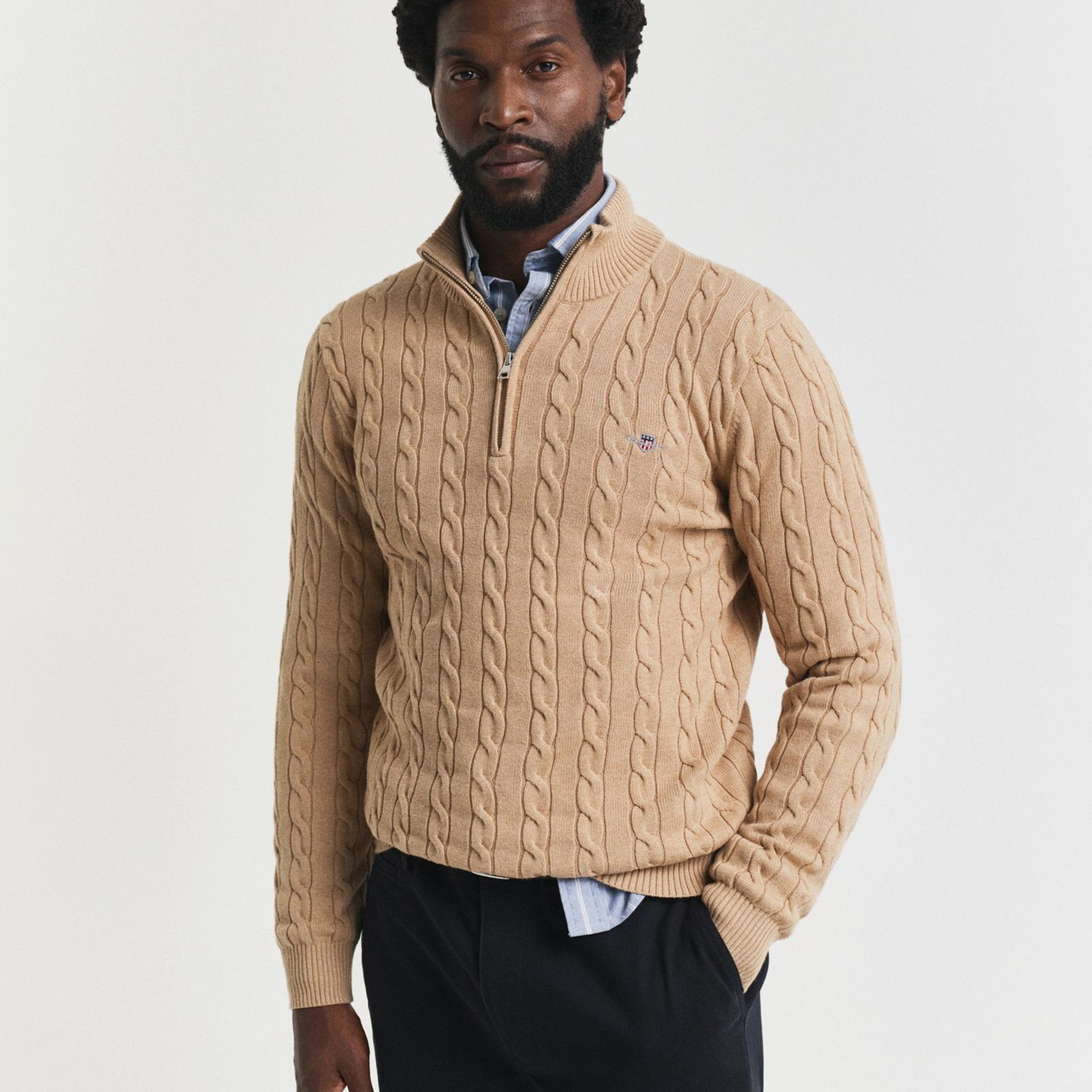 GANT Erkek Krem Regular Fit Örgü Kazak
