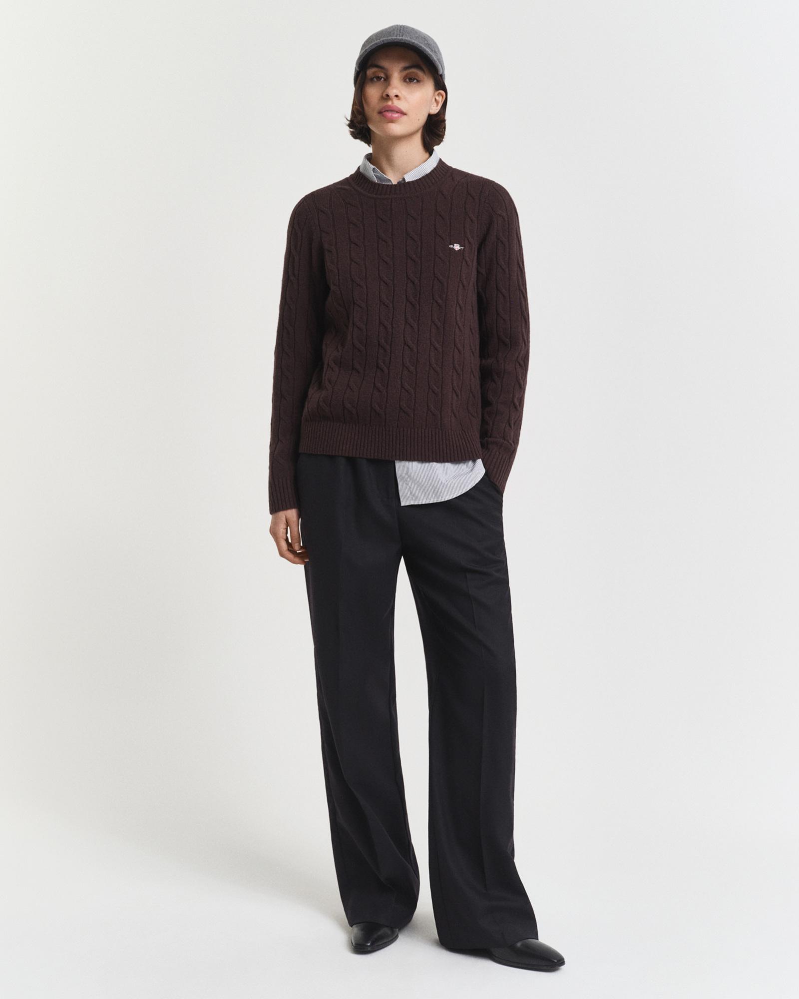 GANT Kadın Siyah Relaxed Fit Yün Pantolon