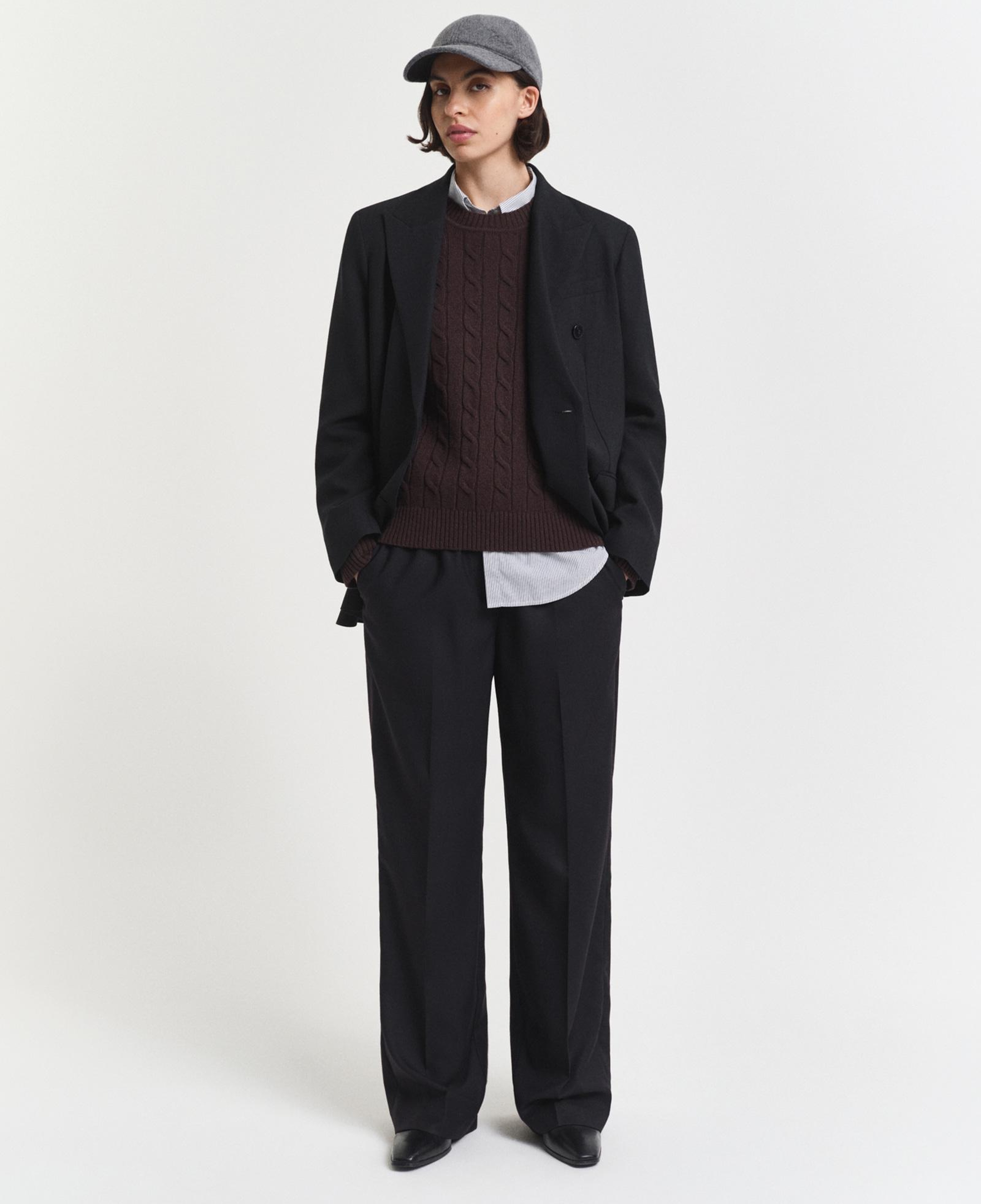 GANT Kadın Siyah Relaxed Fit Yün Pantolon