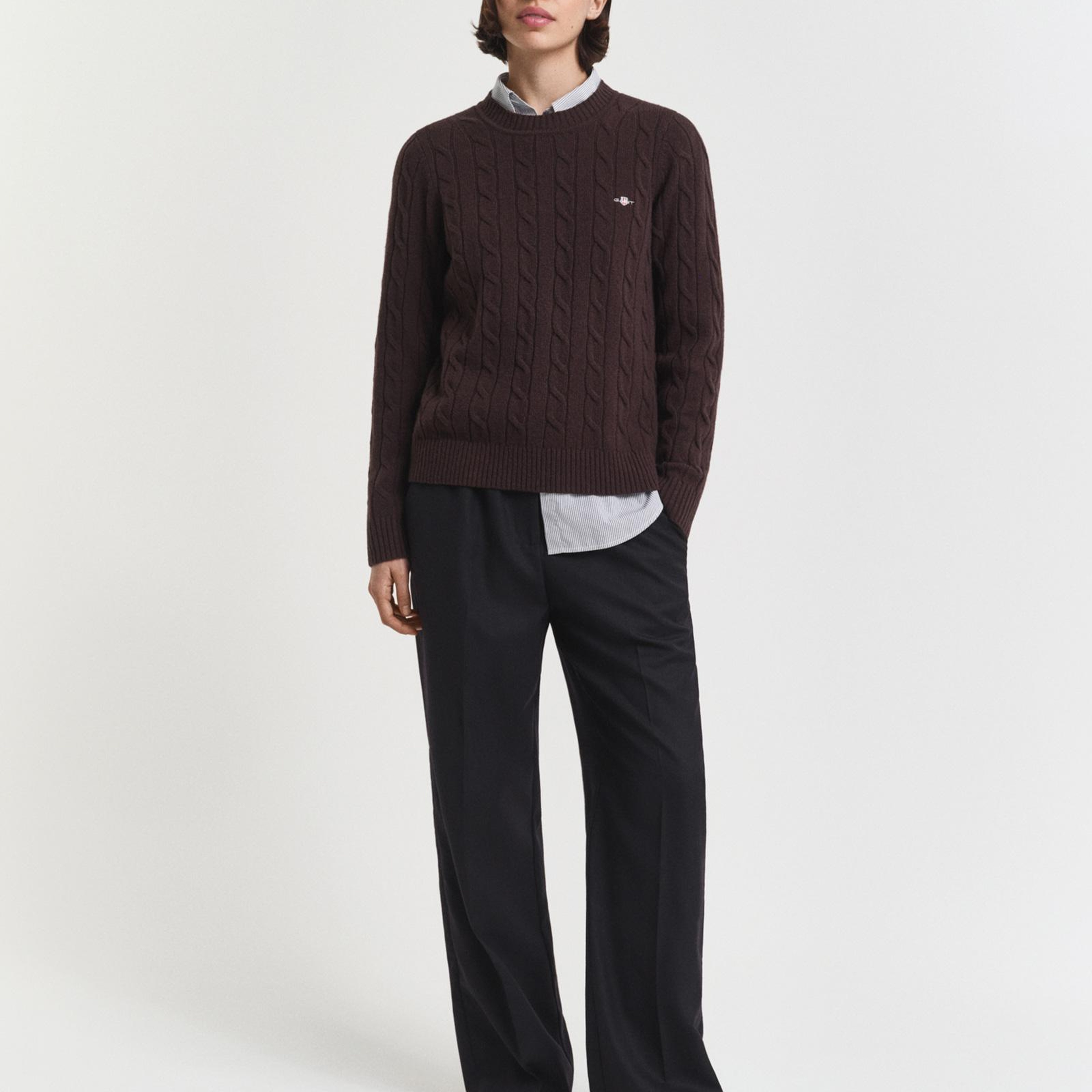 GANT Kadın Siyah Relaxed Fit Yün Pantolon