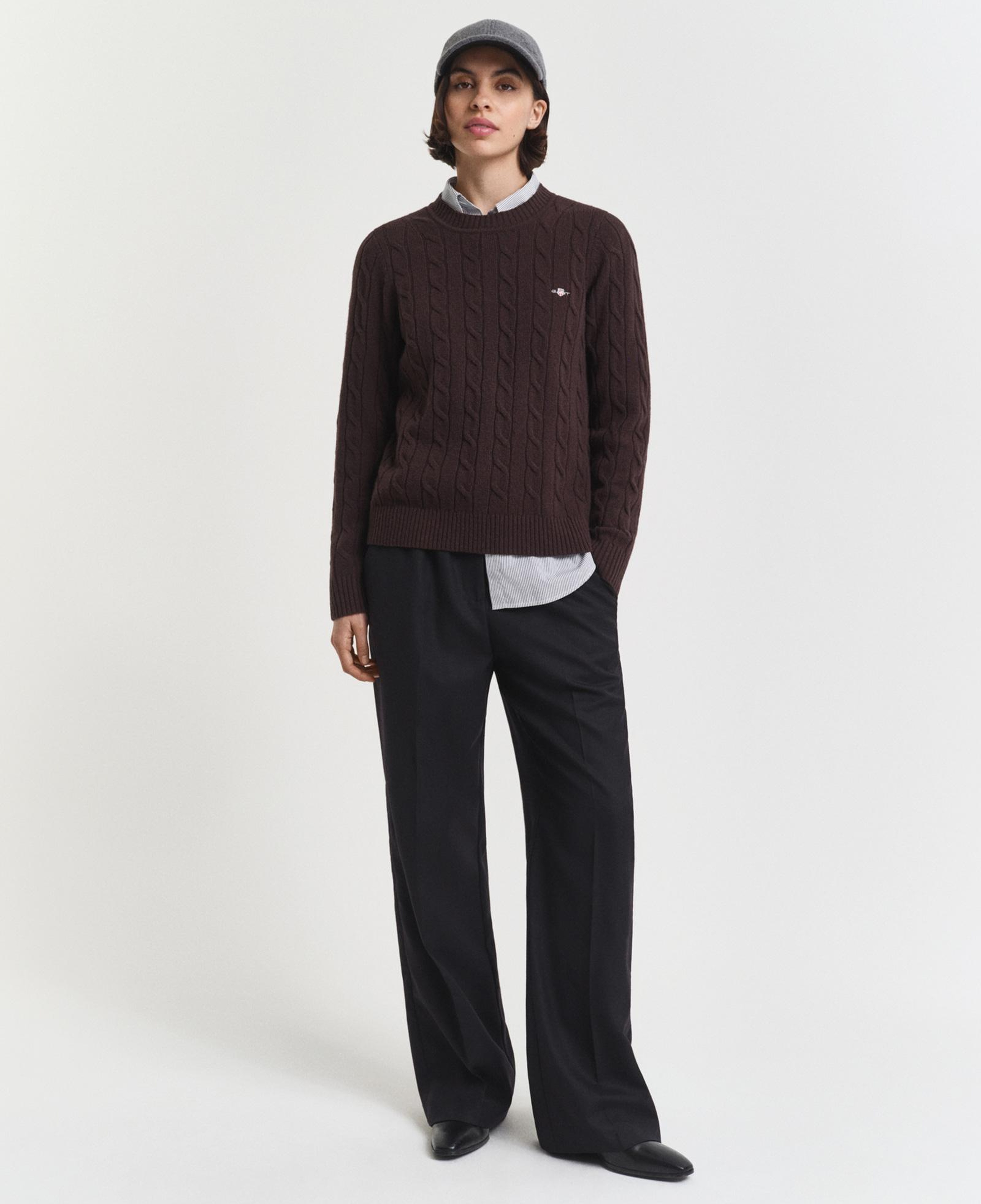GANT Kadın Siyah Relaxed Fit Yün Pantolon