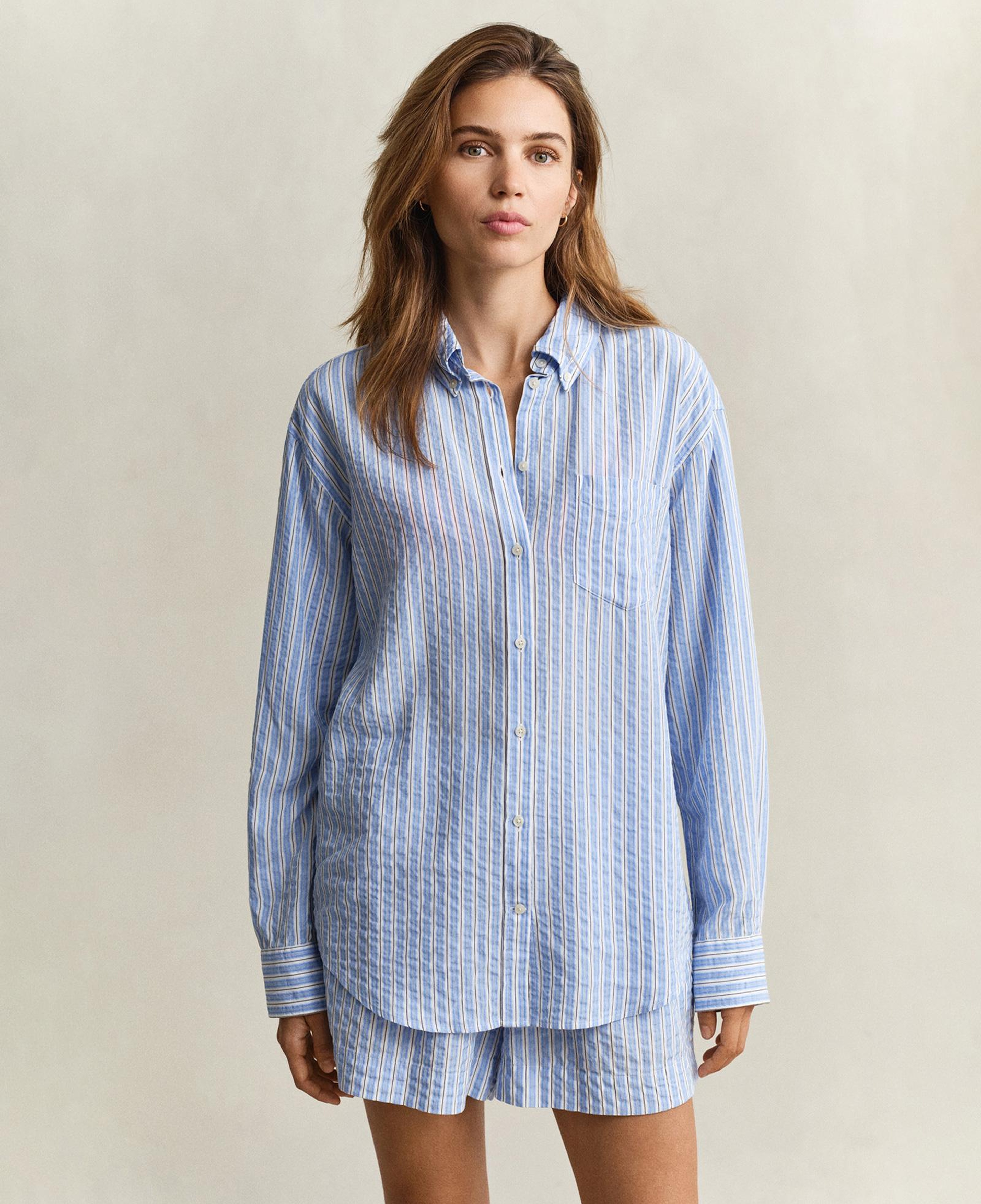 GANT Kadın Mavi Regular Fit Çizgili Gömlek