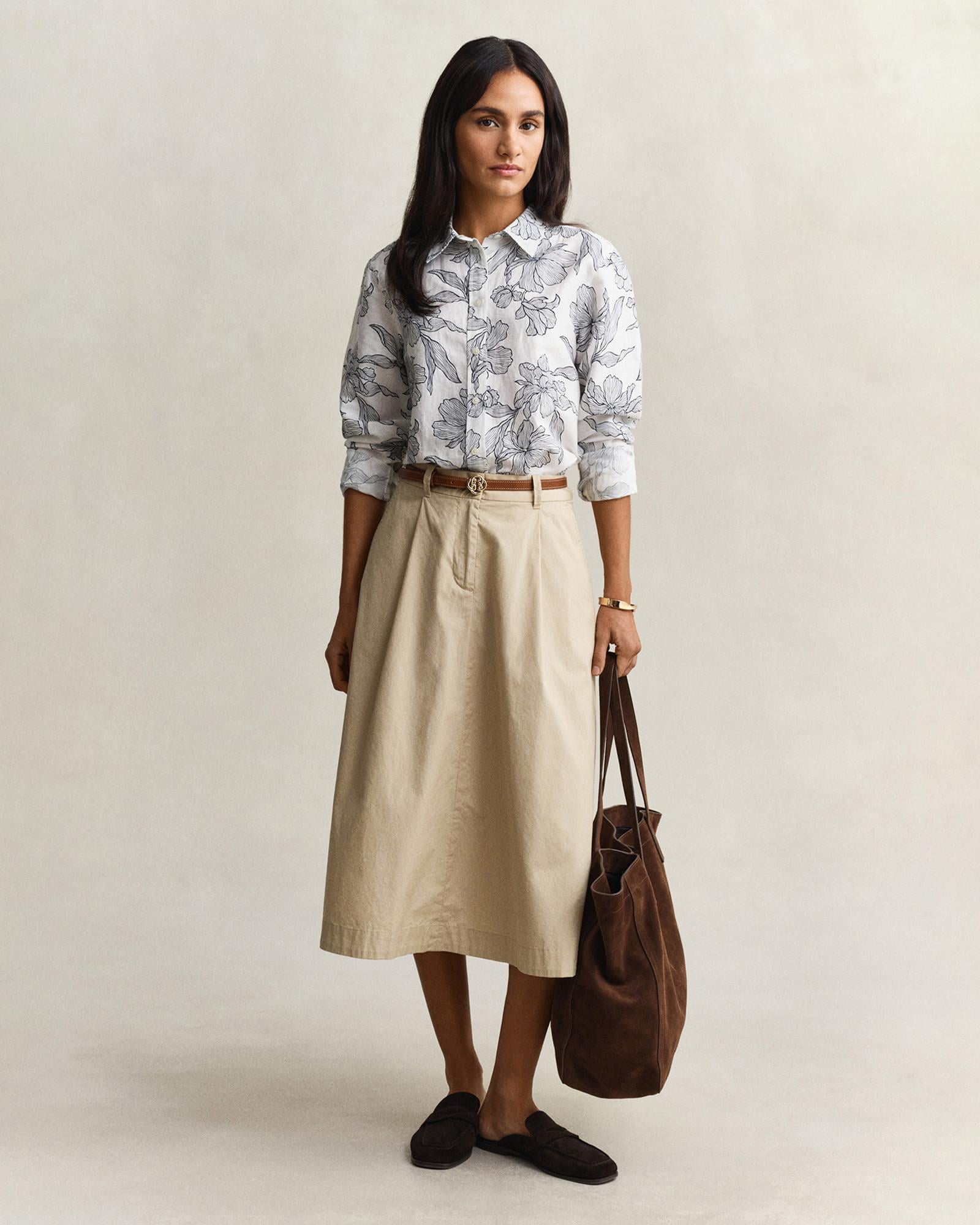 GANT Kadın Beyaz Regular Fit Çiçek Desenli Gömlek