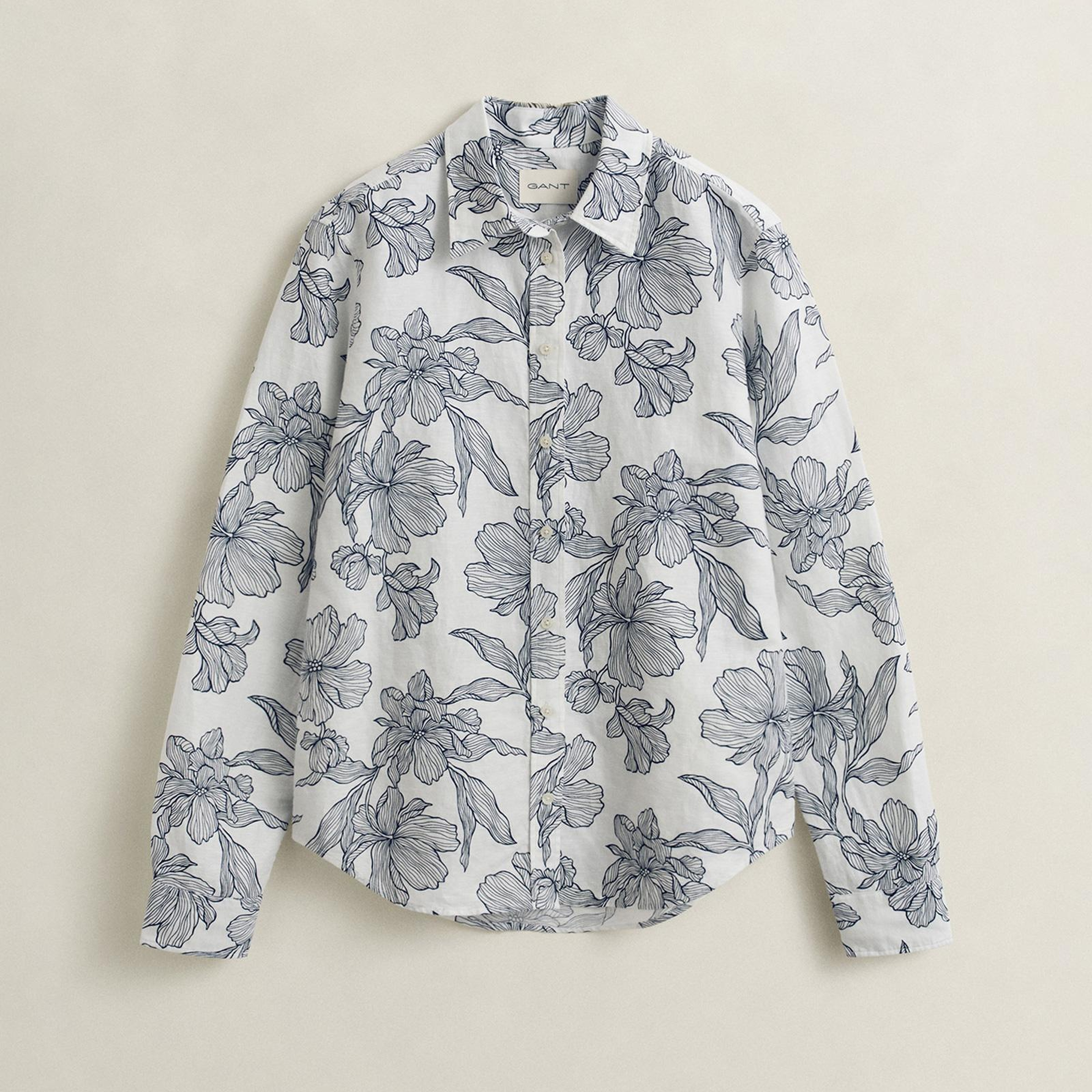 GANT Kadın Beyaz Regular Fit Çiçek Desenli Gömlek