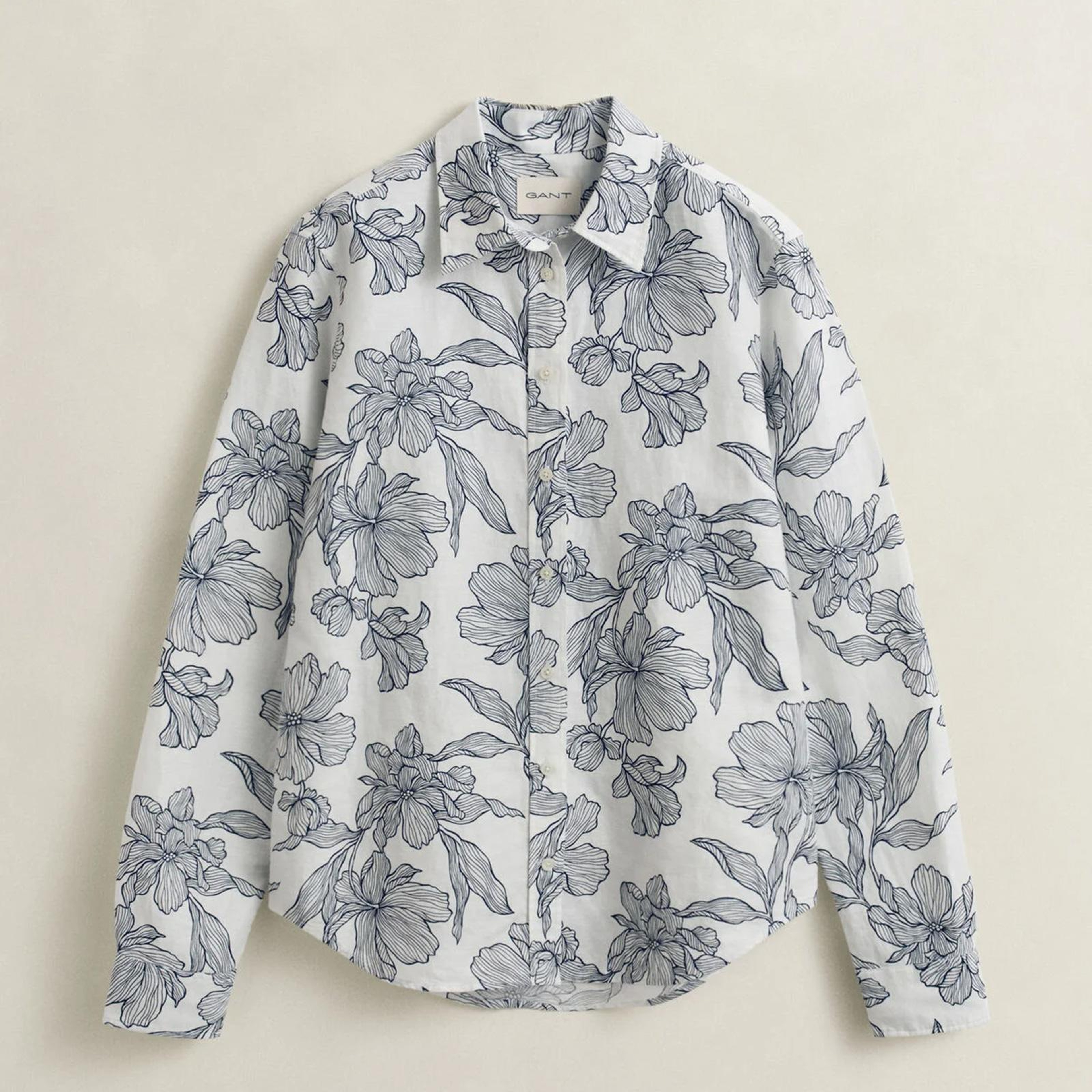 GANT Kadın Beyaz Regular Fit Çiçek Desenli Gömlek