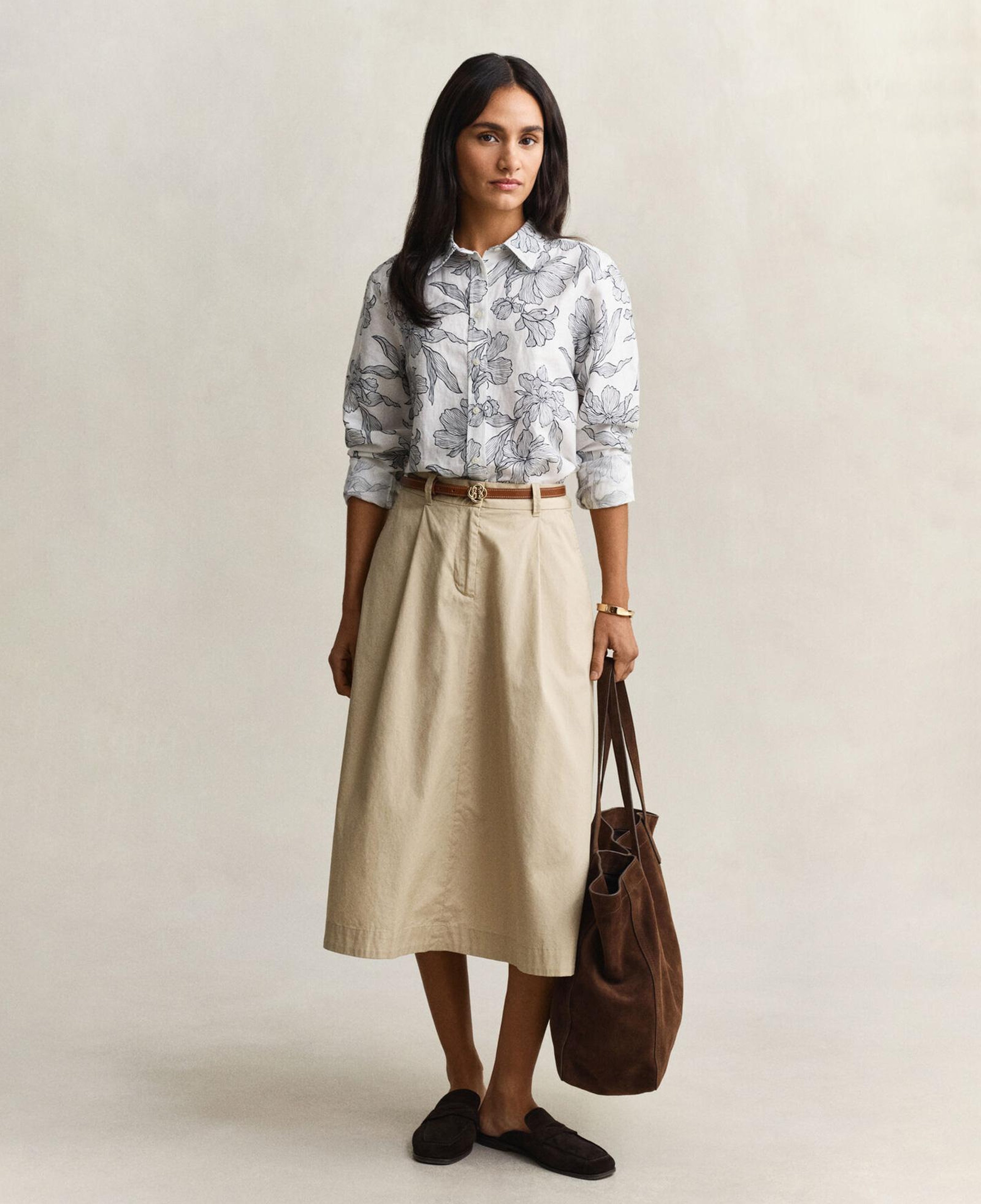 GANT Kadın Beyaz Regular Fit Çiçek Desenli Gömlek