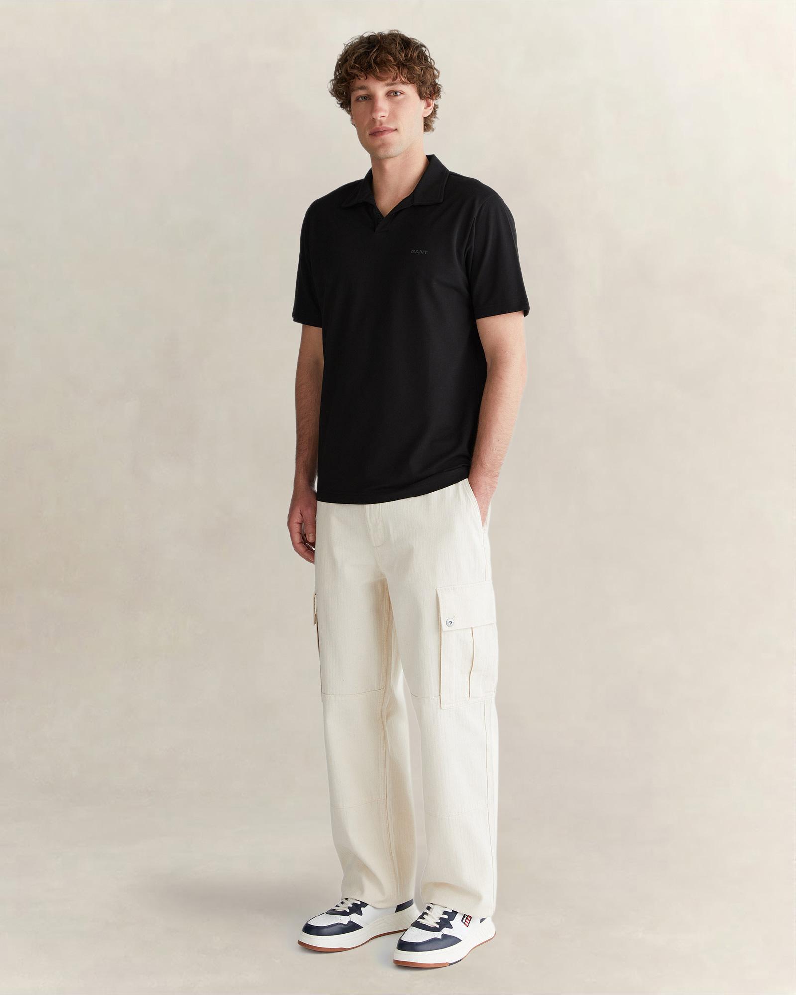 GANT Erkek Siyah Regular Fit Polo Yaka T-Shirt
