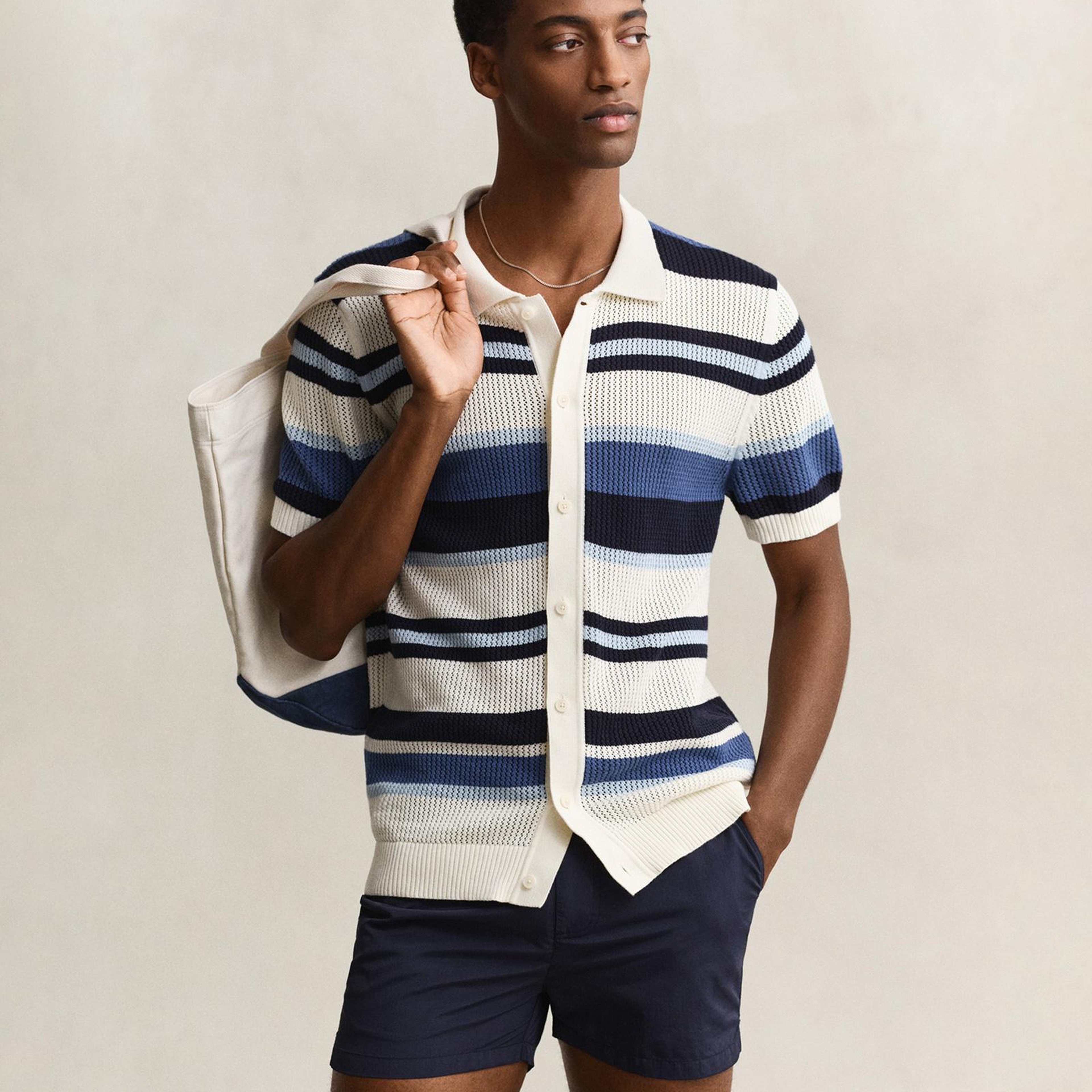 GANT Erkek Mavi Regular Fit Çizgili Kazak