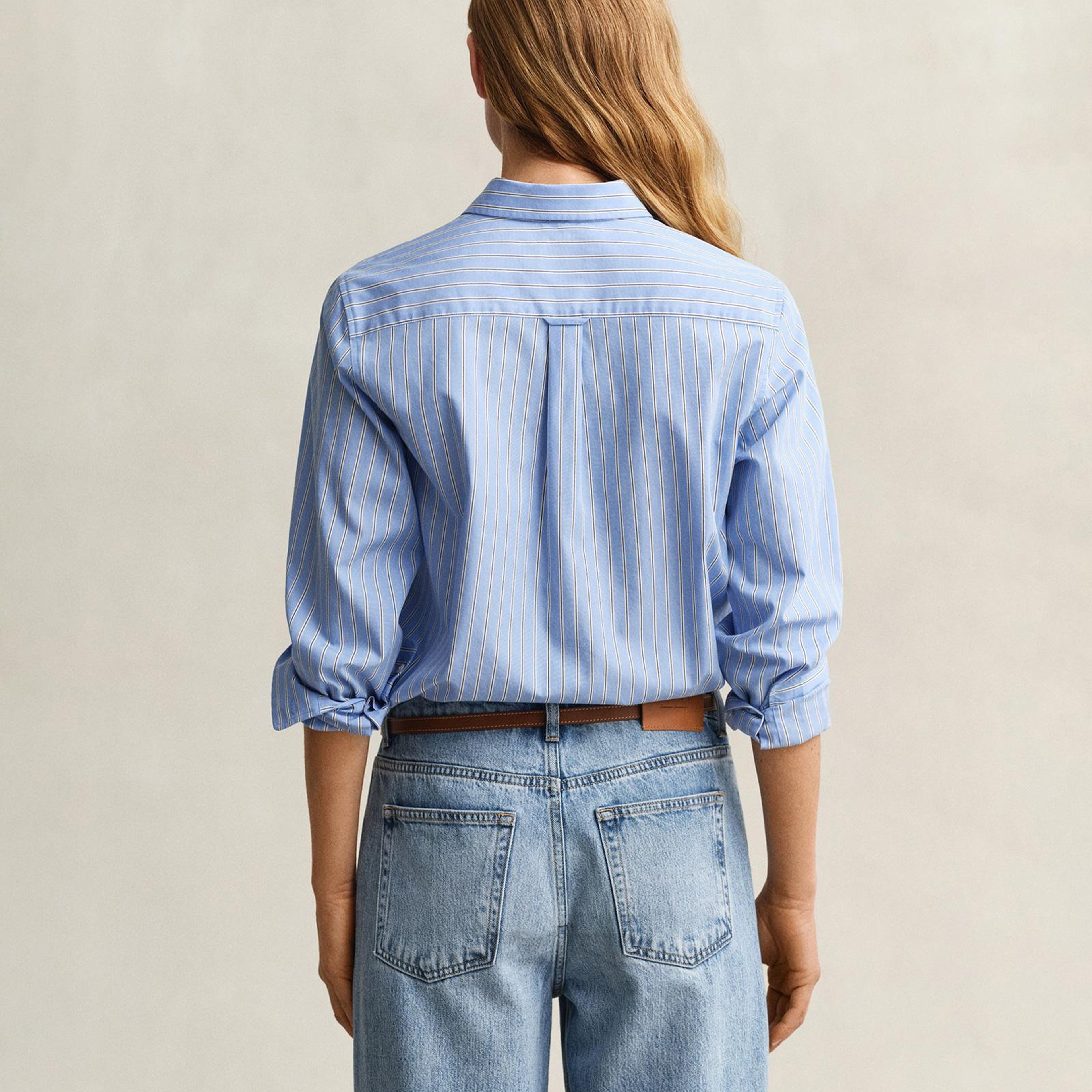 GANT Kadın Mavi Regular Fit Çizgili Gömlek