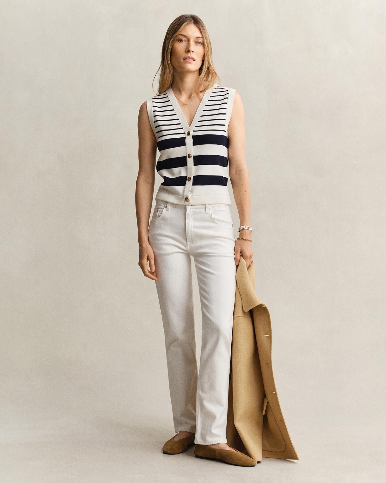 GANT Kadın Beyaz Regular Fit Jean
