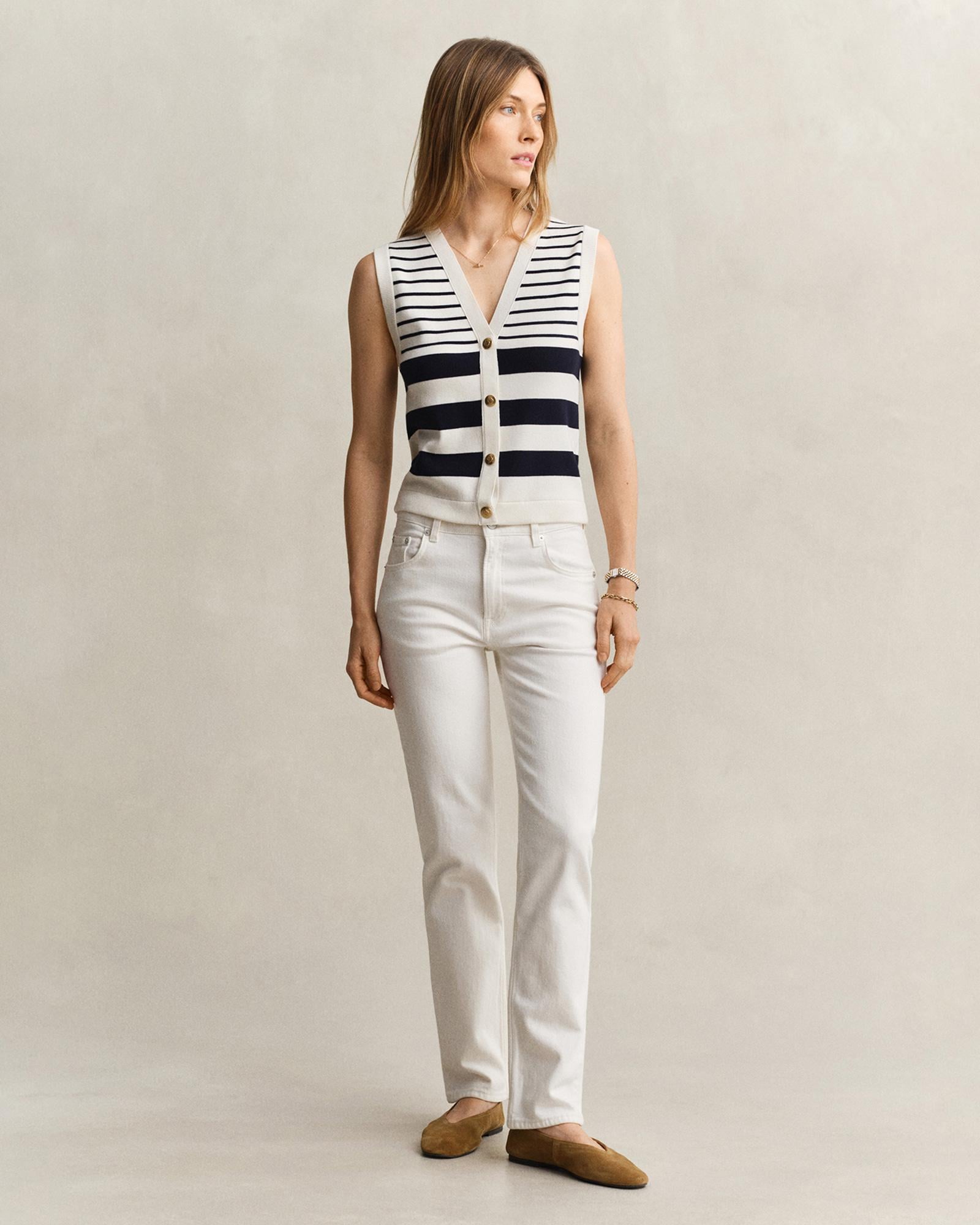 GANT Kadın Beyaz Regular Fit Jean