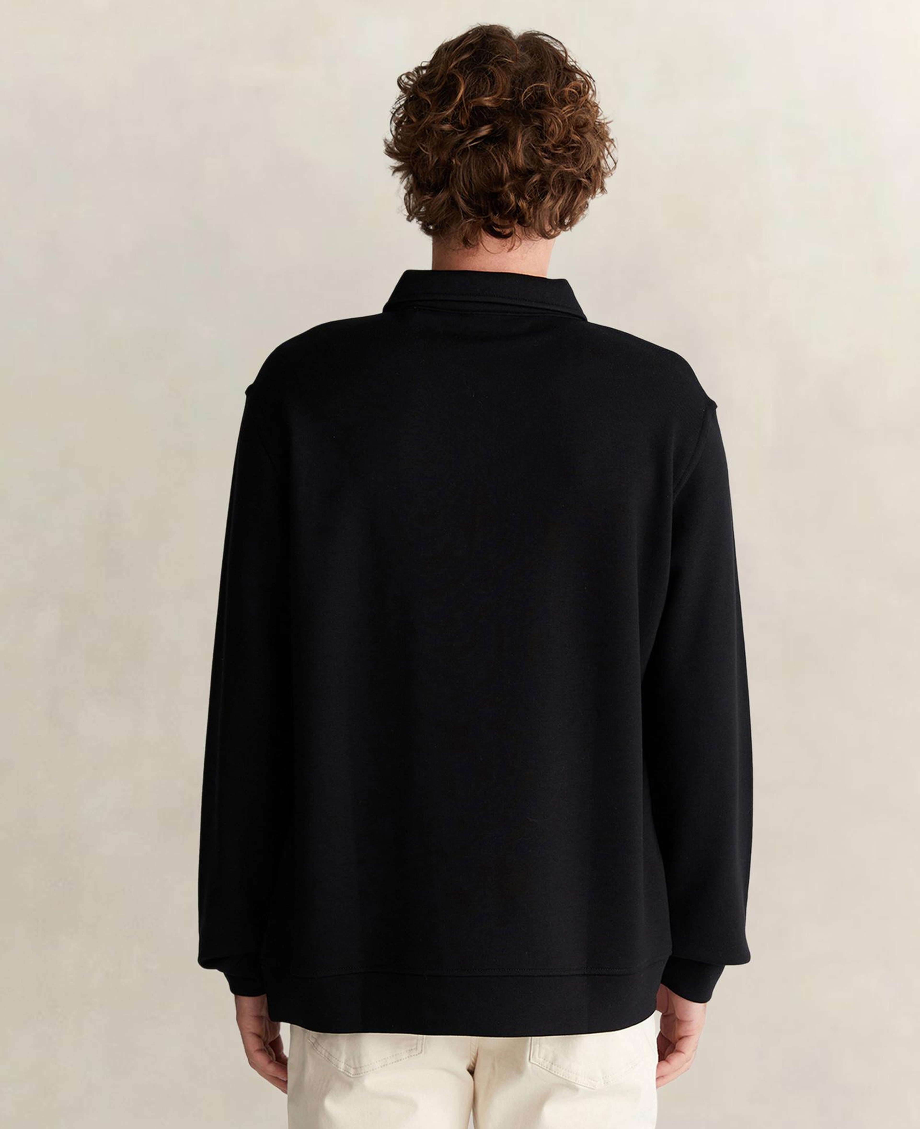 GANT Erkek Siyah Relaxed Fit Yarım Fermuarlı Logolu Sweatshirt