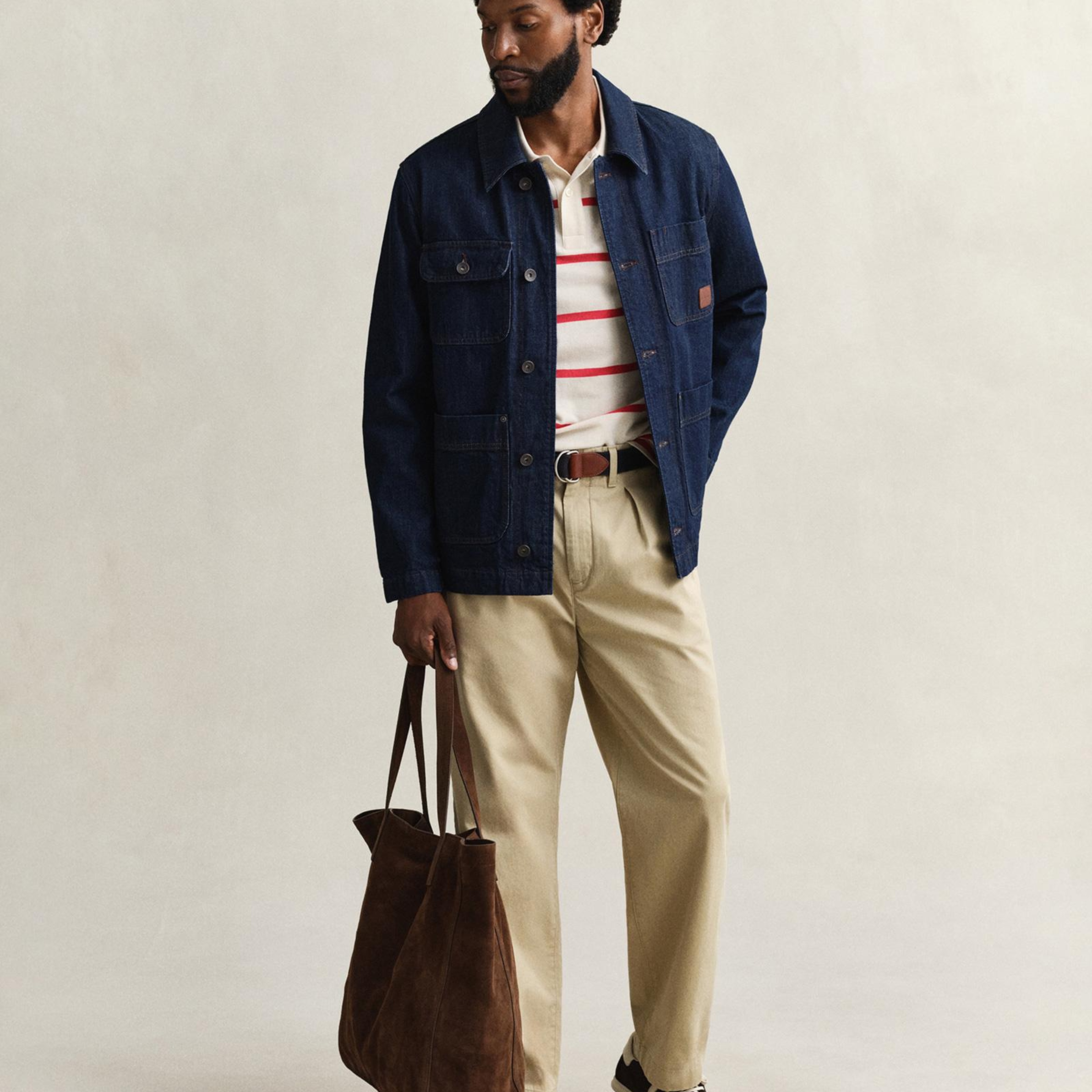 GANT Erkek Krem Regular Fit Çizgili Logolu Polo Yaka T-Shirt