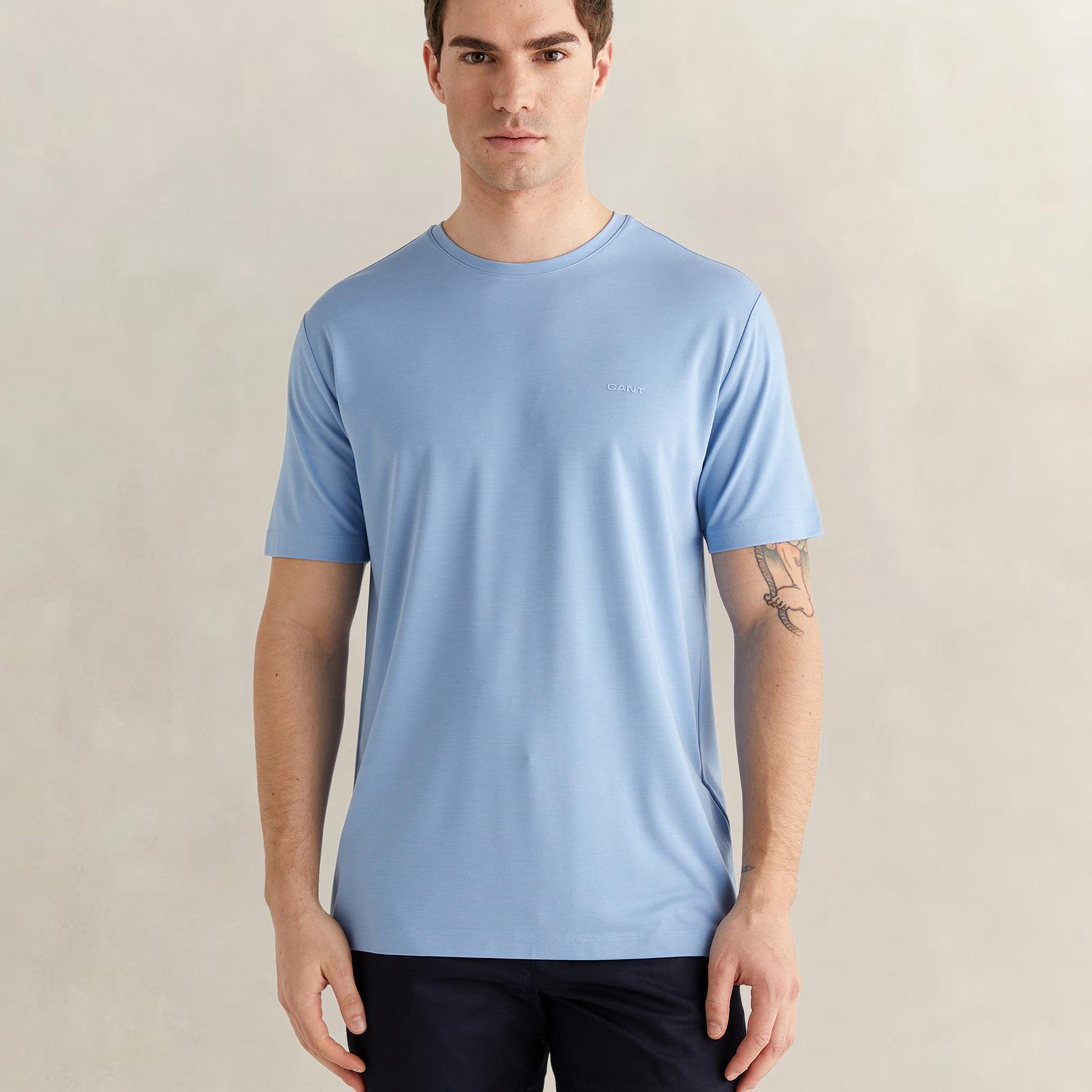 GANT Erkek Mavi Kısa Kollu T-Shirt