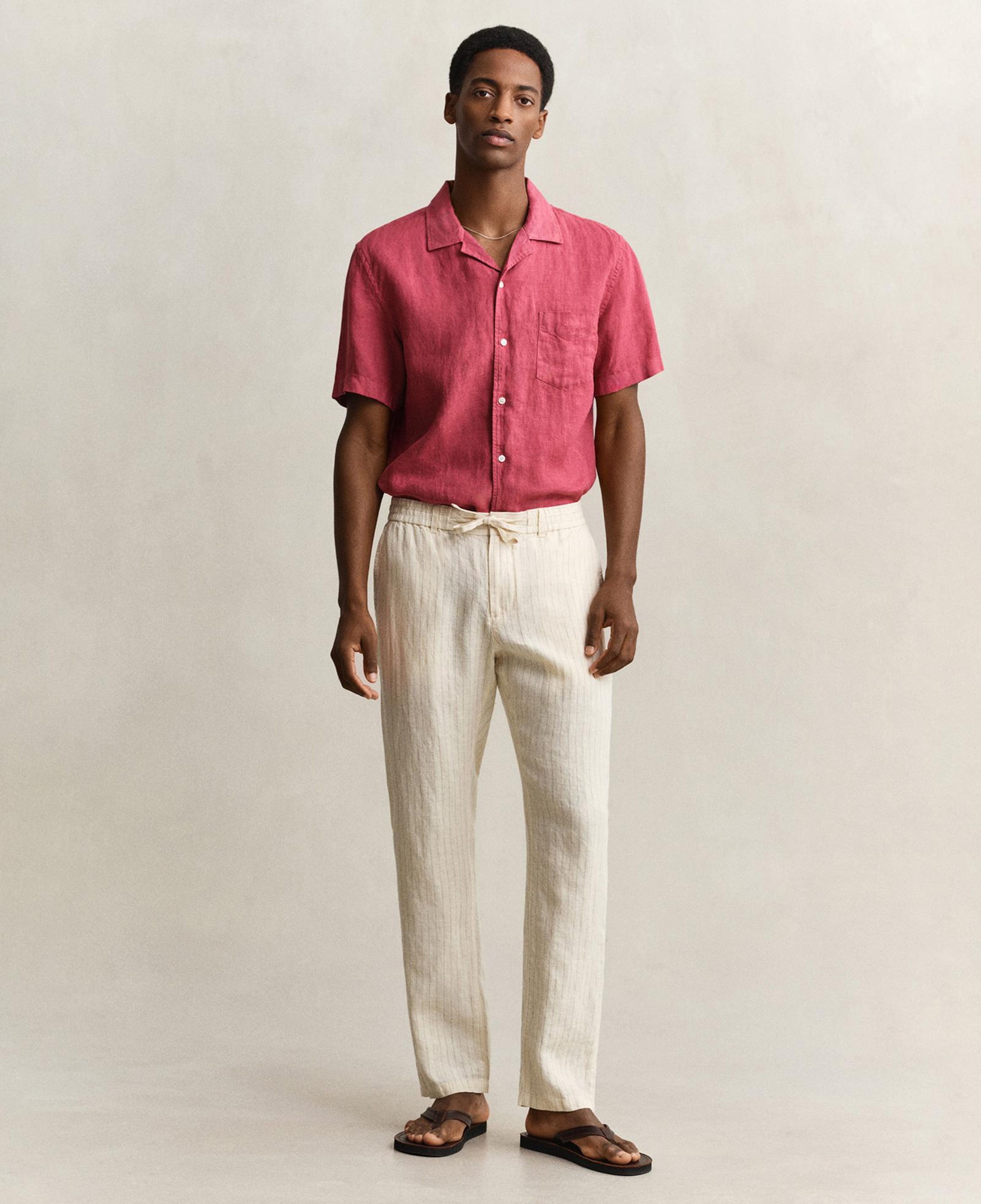 GANT Erkek Krem Regular Fit Çizgili Pantolon