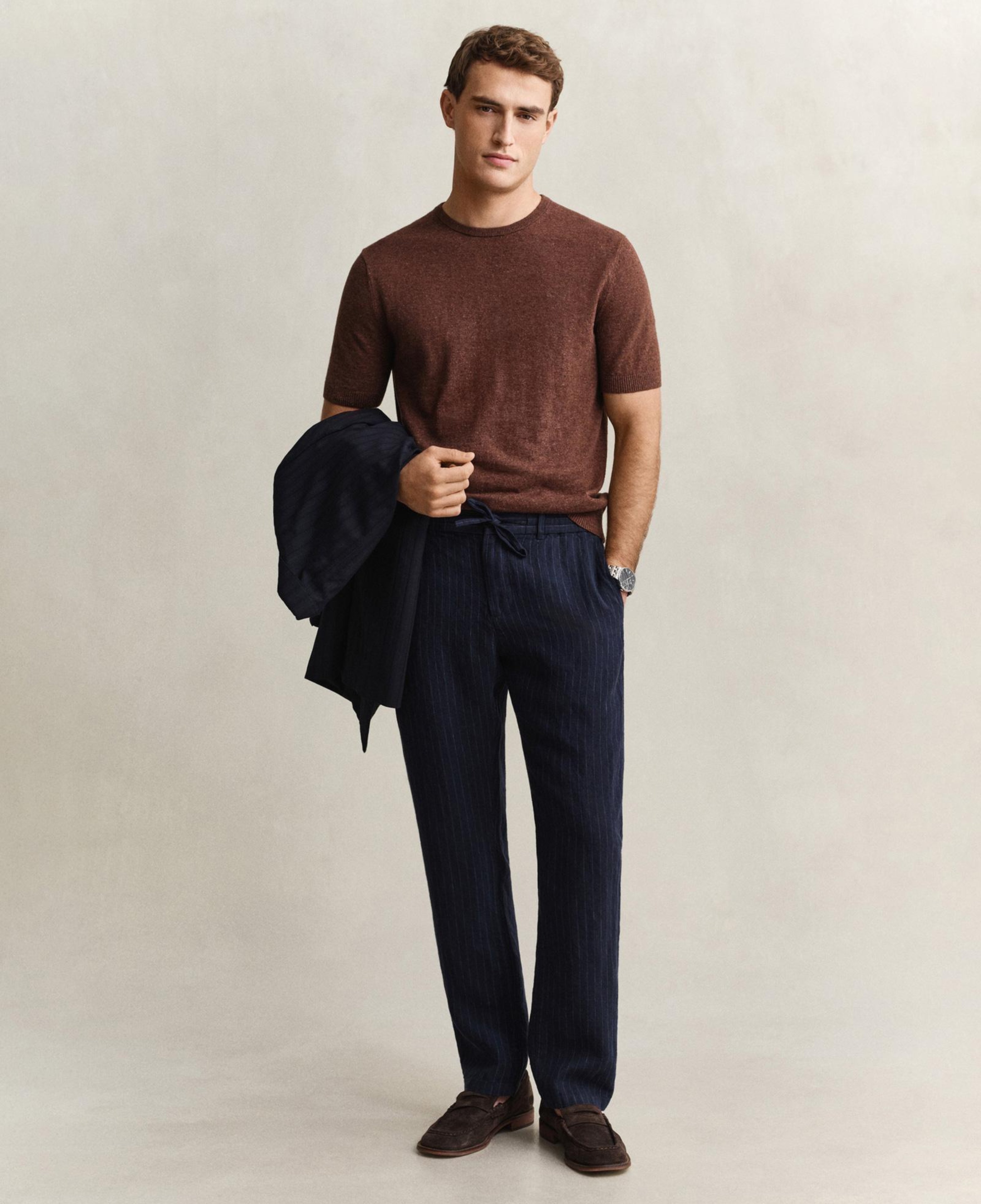 GANT Erkek Lacivert Regular Fit Çizgili Pantolon