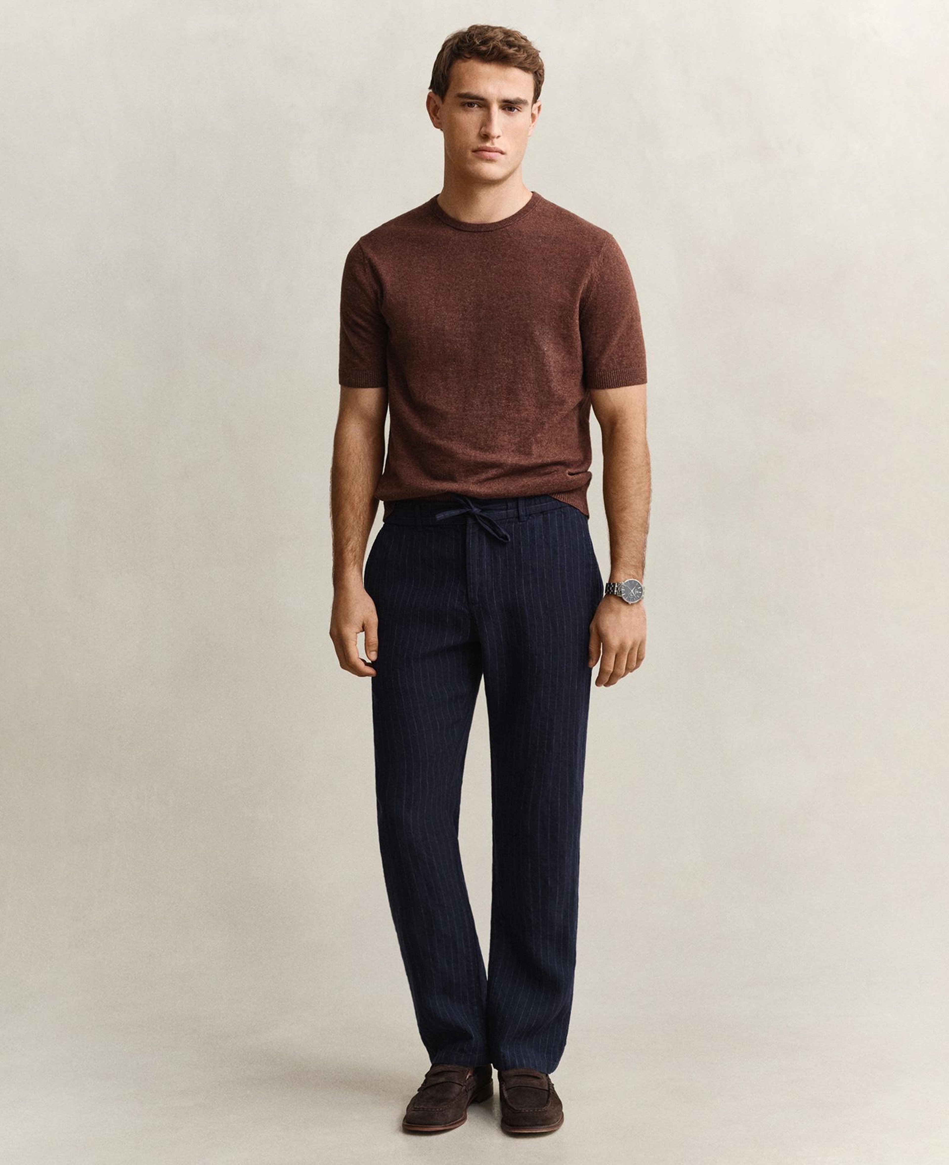 GANT Erkek Lacivert Regular Fit Çizgili Pantolon