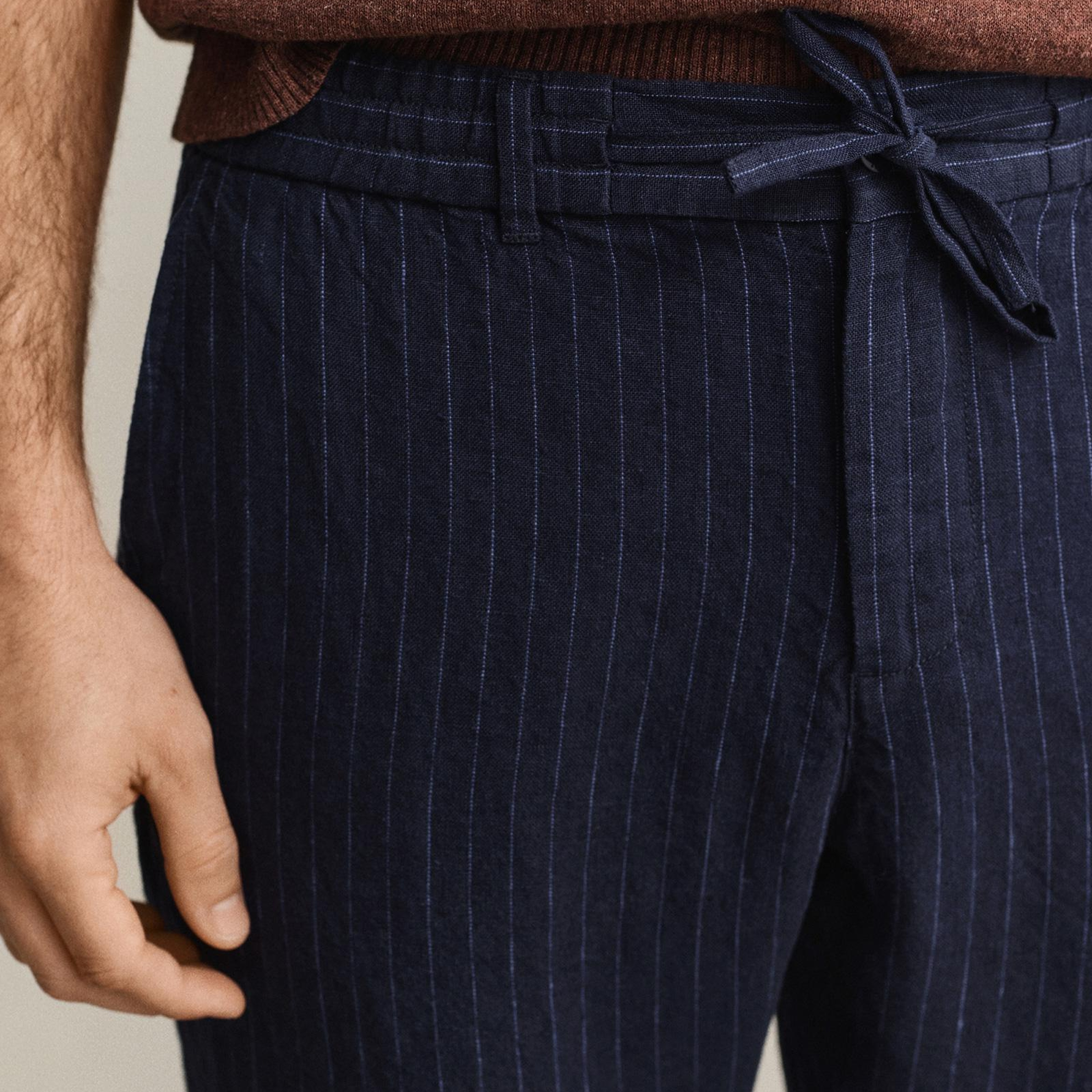 GANT Erkek Lacivert Regular Fit Çizgili Pantolon