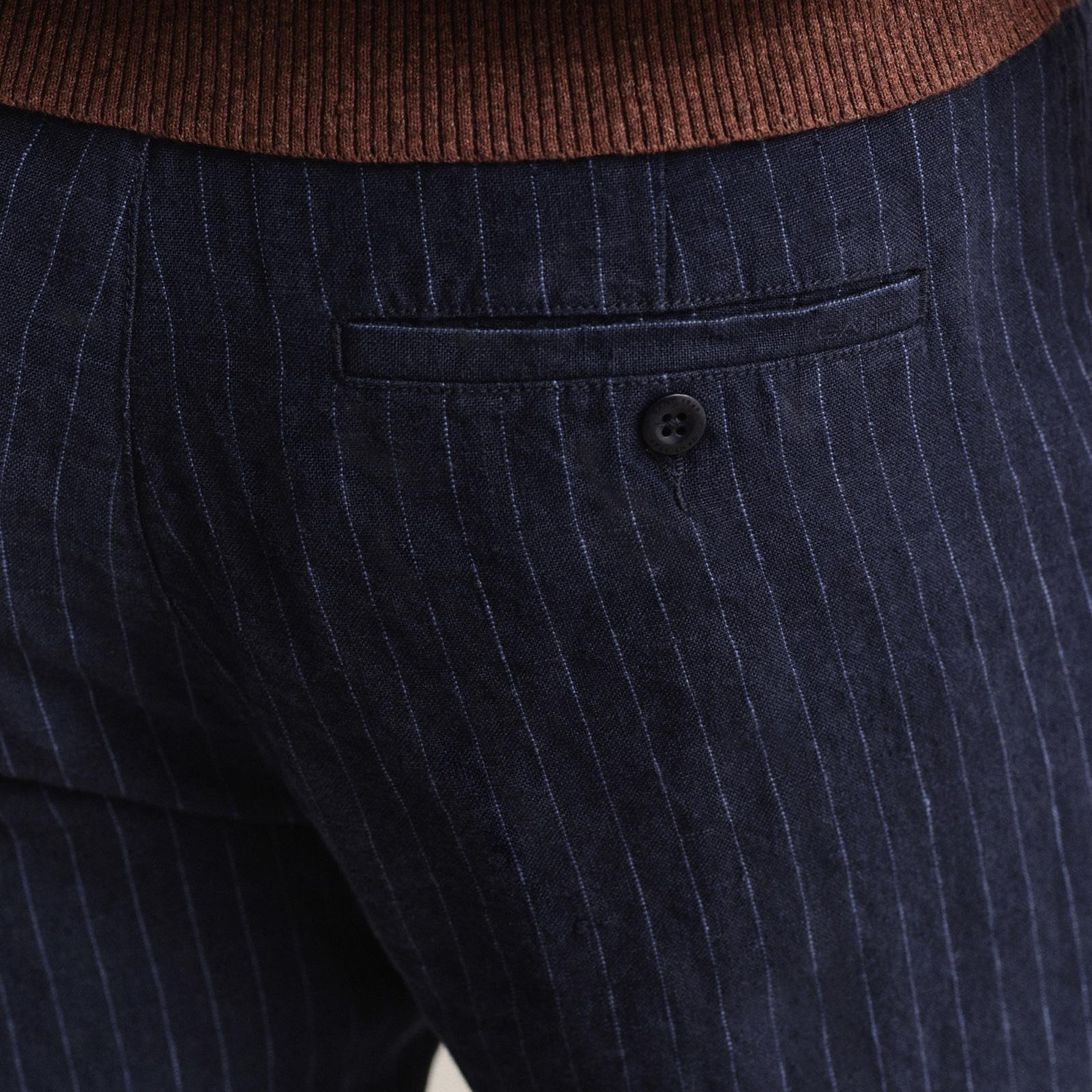 GANT Erkek Lacivert Regular Fit Çizgili Pantolon