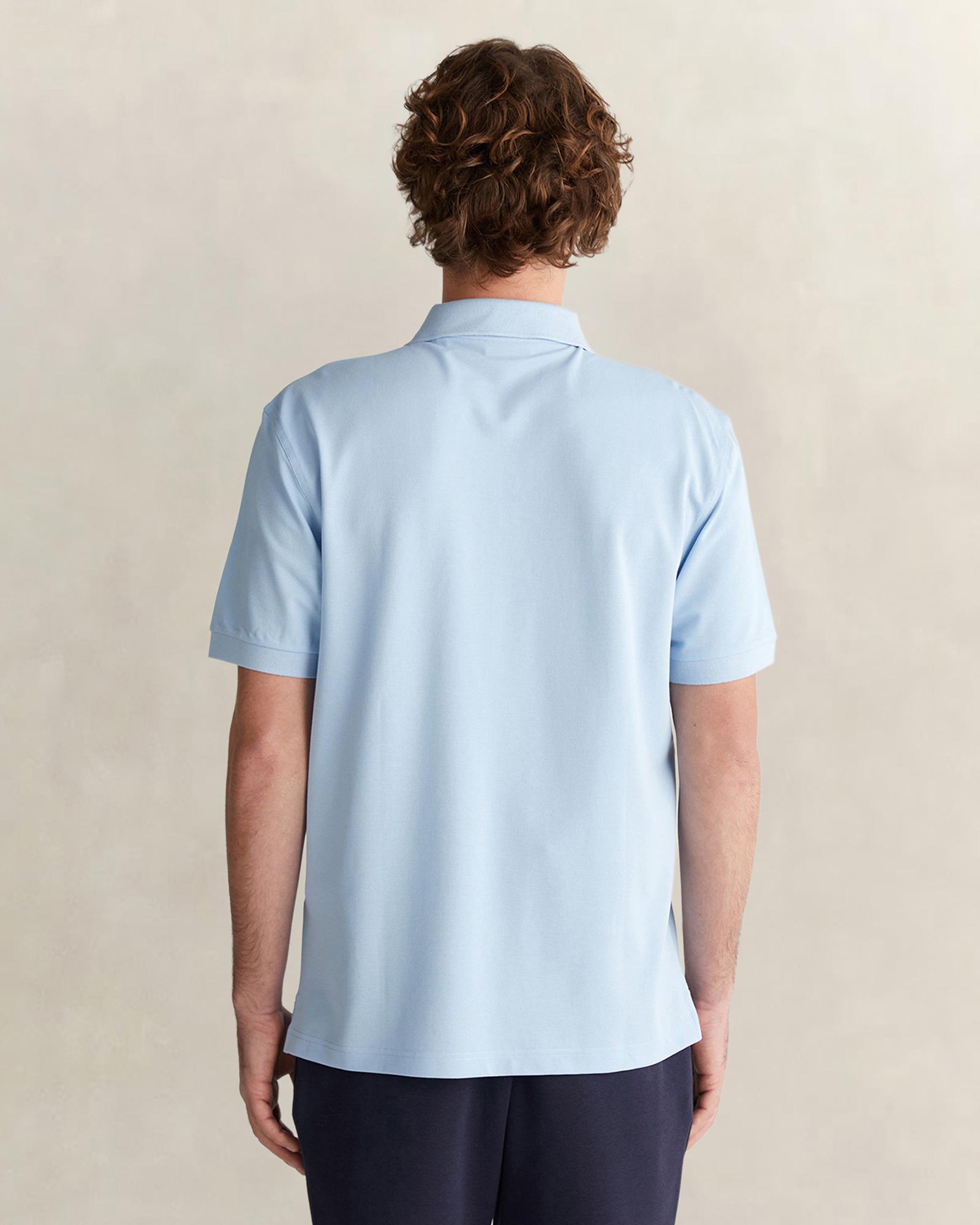 GANT Erkek Mavi Regular Fit Yarım Fermuarlı Polo Yaka T-Shirt
